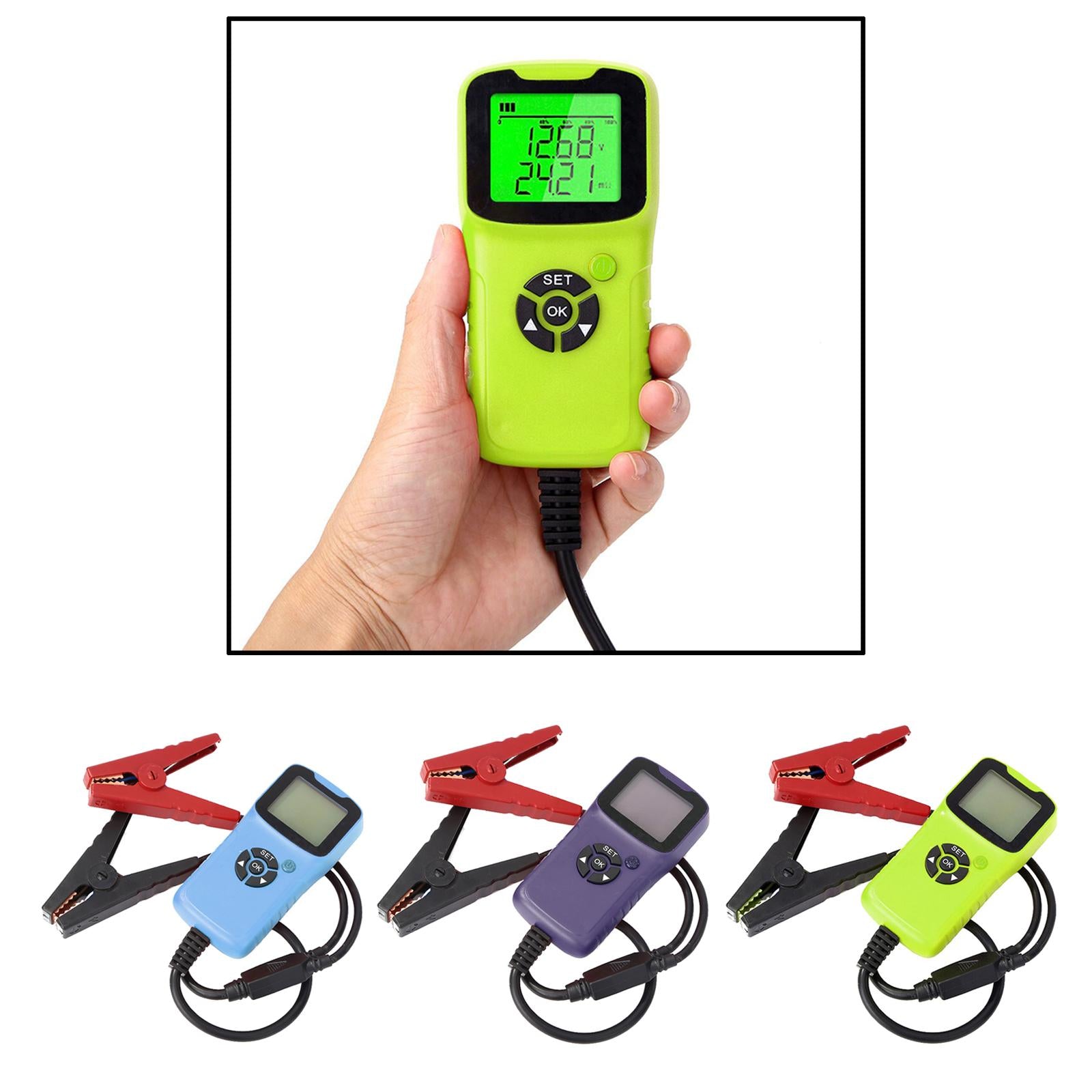 12V Battery Tester Automotive Load with Crocodile Clips CCA for Car Boat Green