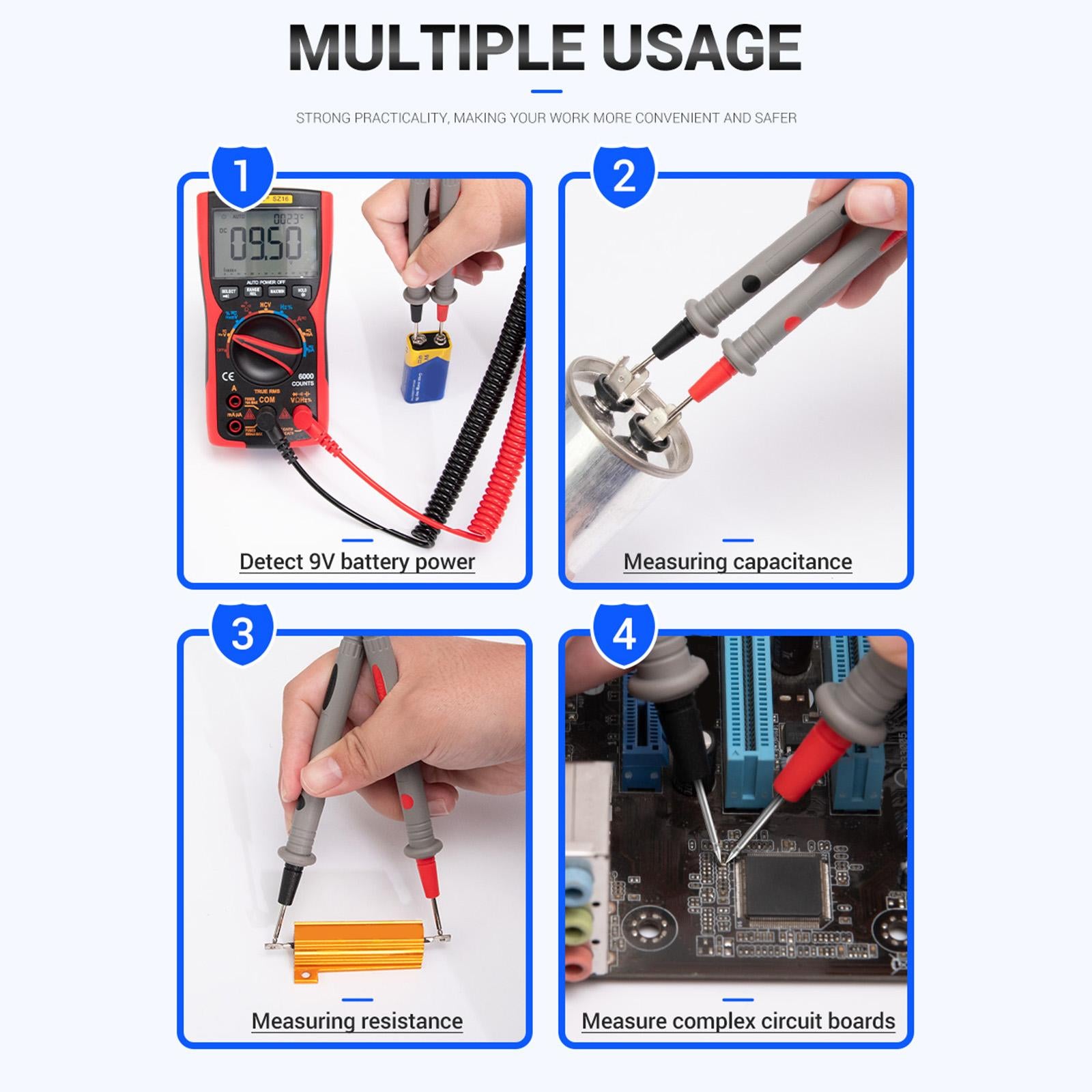 Universal Multimeter Test Leads PT2009 1000V 20A for Resistance Measurement