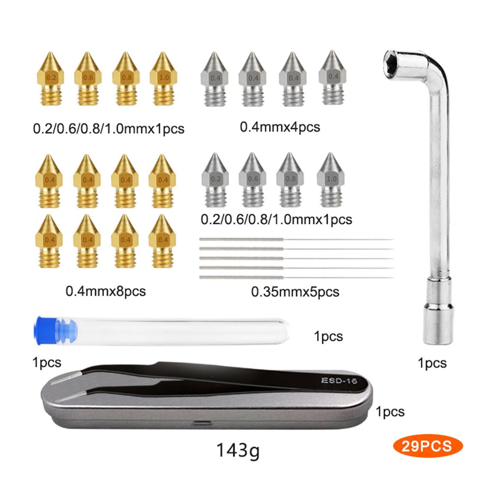 3D Printer Nozzles Cleaning Kit MK8 Extruder Nozzles for Creality CR-10