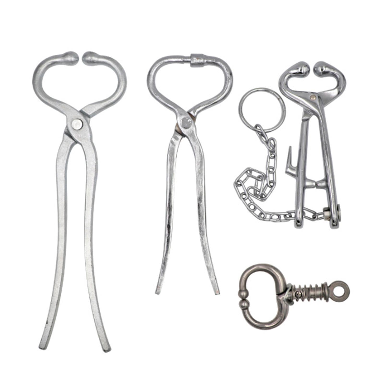 Alloy Cow Nose Pliers Drilling Tools Puncher for Farm Instrument Supplies with chain