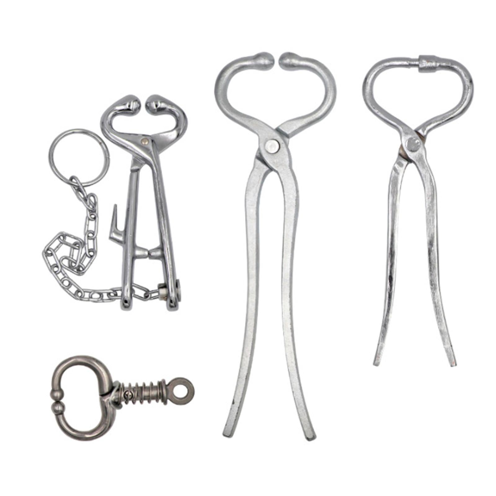 Alloy Cow Nose Pliers Drilling Tools Puncher for Farm Instrument Supplies with chain