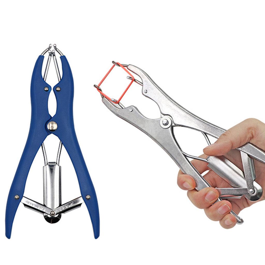 Animal Castration Pliers with 100 Pieces Rubber Rings for Lambs Piglets Stainless steel
