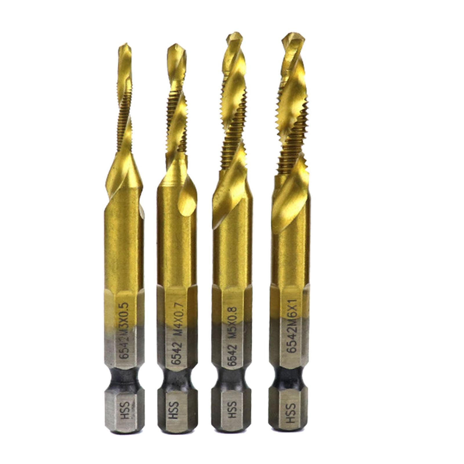 6x Hexagon Handle Compound Tap Drill Bits Composite Tap M3 M4 M5 M6 M10 Gold