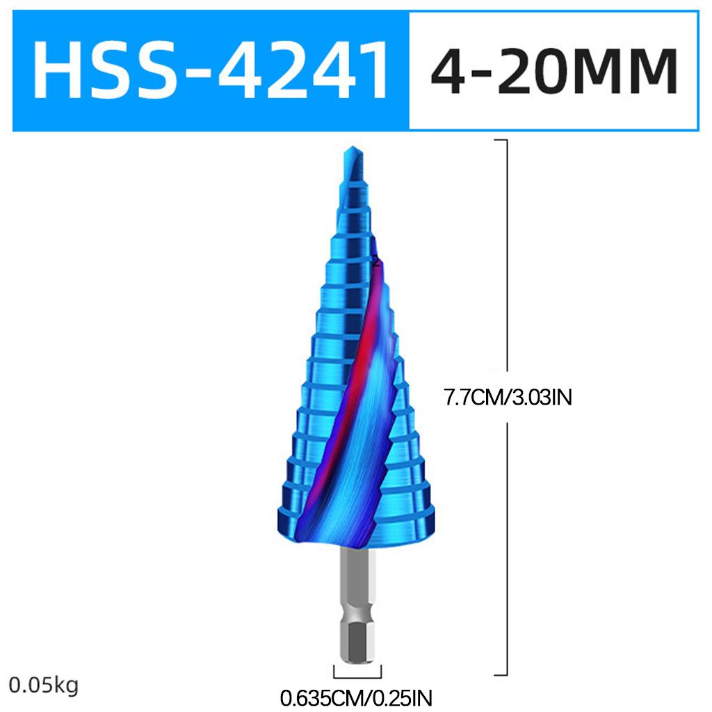 Metal Step Drill Drilling , Blue for 4-20 Tier 9 4-12 Tier 5 4-32 Tier 15 Spiral Slot