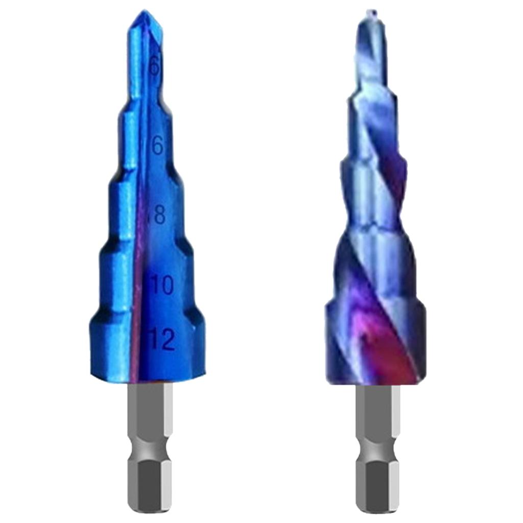 Step Drill Bit 1/4 inch Hex Shank for Sheet Metal Hole Drilling Wood Plastic Straight Groove