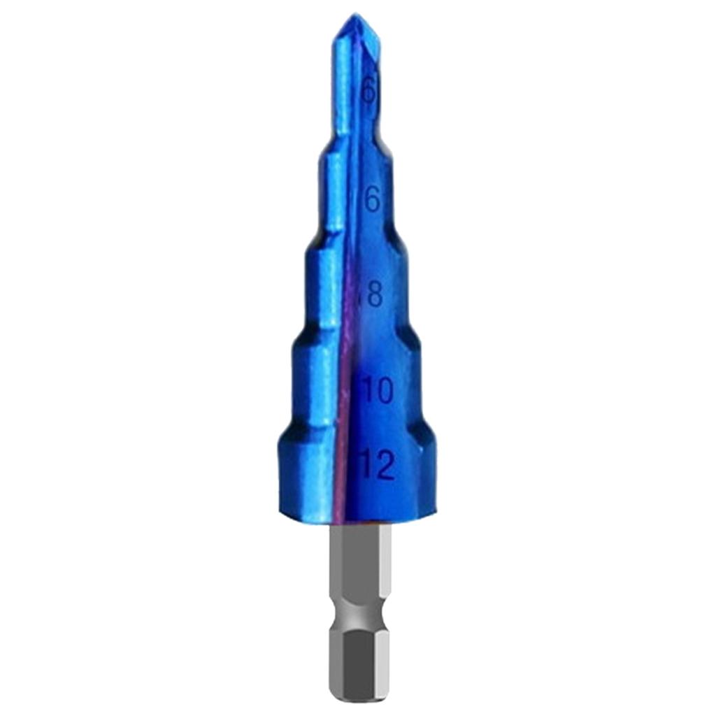 Step Drill Bit 1/4 inch Hex Shank for Sheet Metal Hole Drilling Wood Plastic Straight Groove