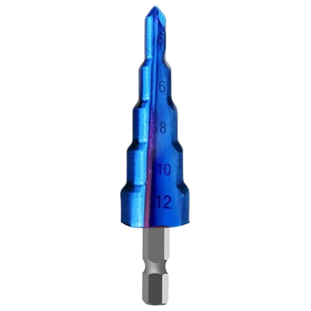 Step Drill Bit 1/4 inch Hex Shank for Sheet Metal Hole Drilling Wood Plastic Straight Groove