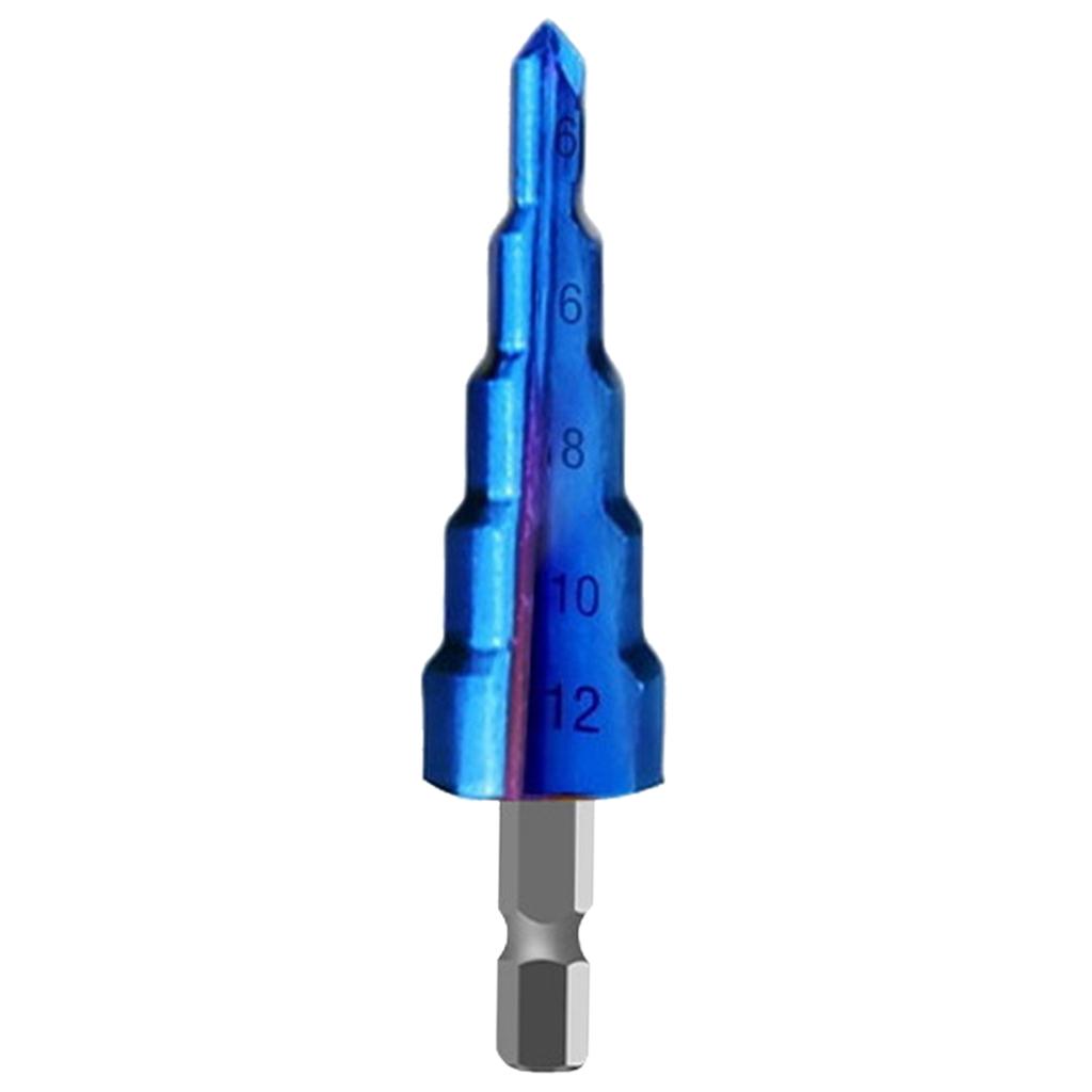Step Drill Bit 1/4 inch Hex Shank for Sheet Metal Hole Drilling Wood Plastic Straight Groove