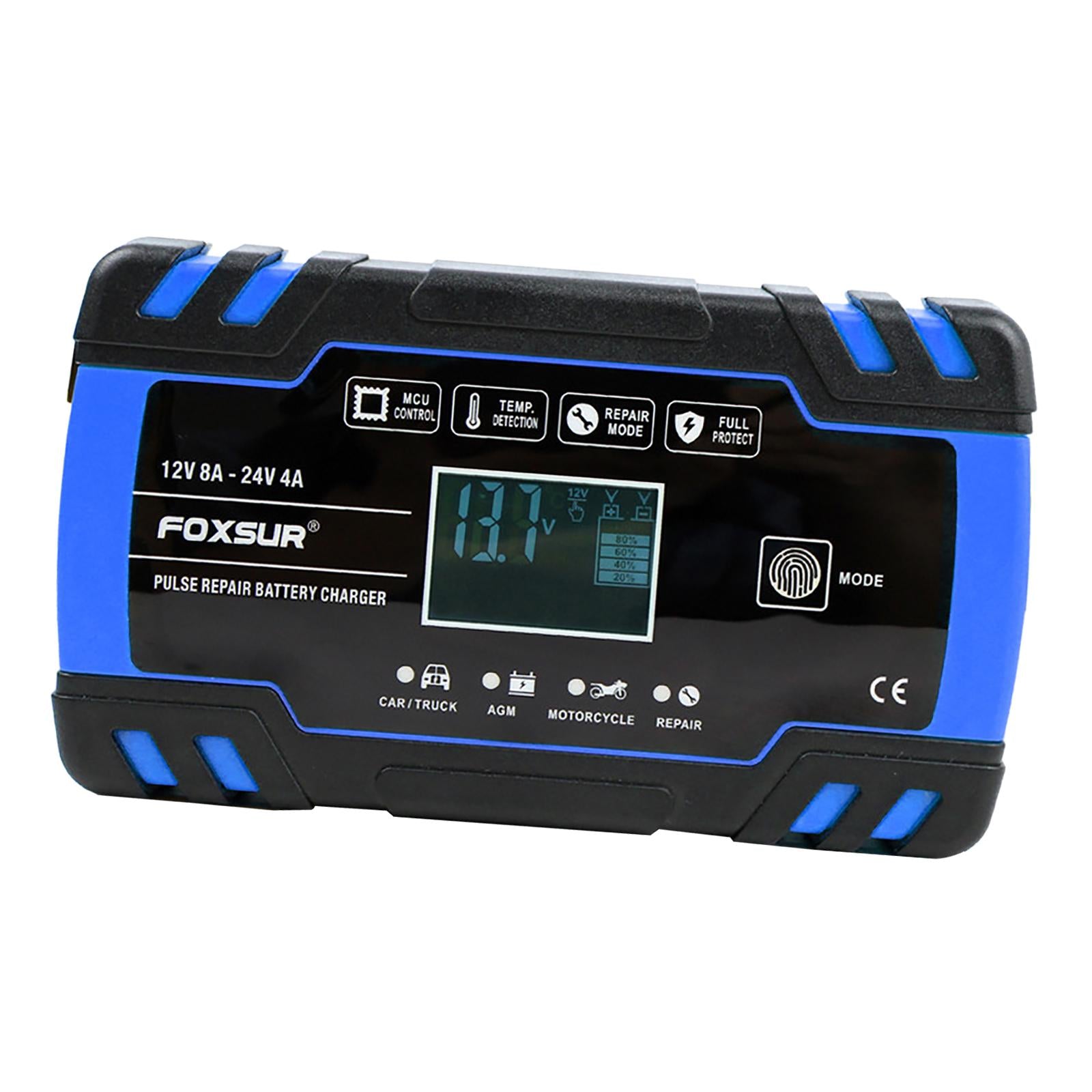 Car Battery Charger 12V 24V 8A 4A with LCD Display for ATV SUV