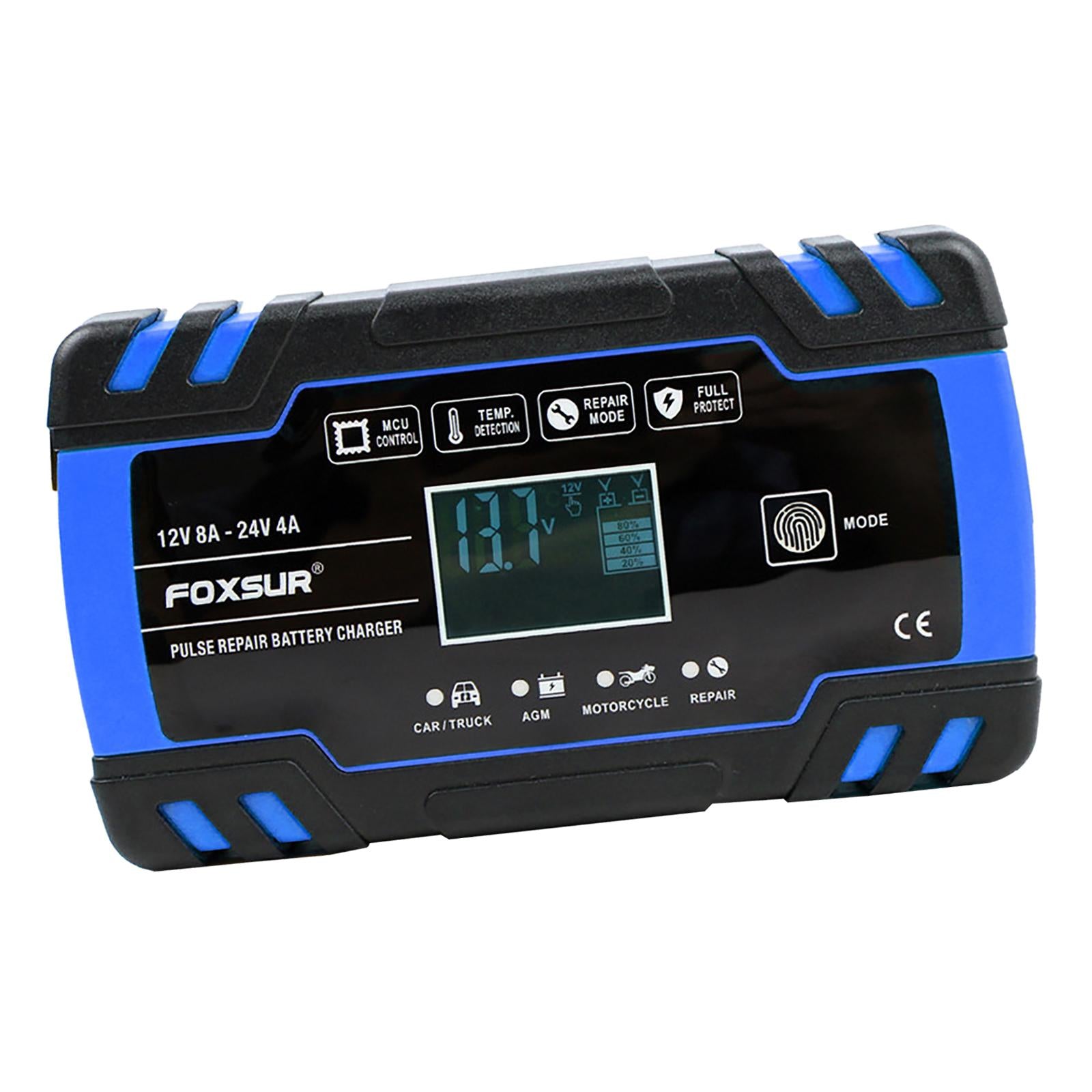 Car Battery Charger 12V 24V 8A 4A with LCD Display for ATV SUV