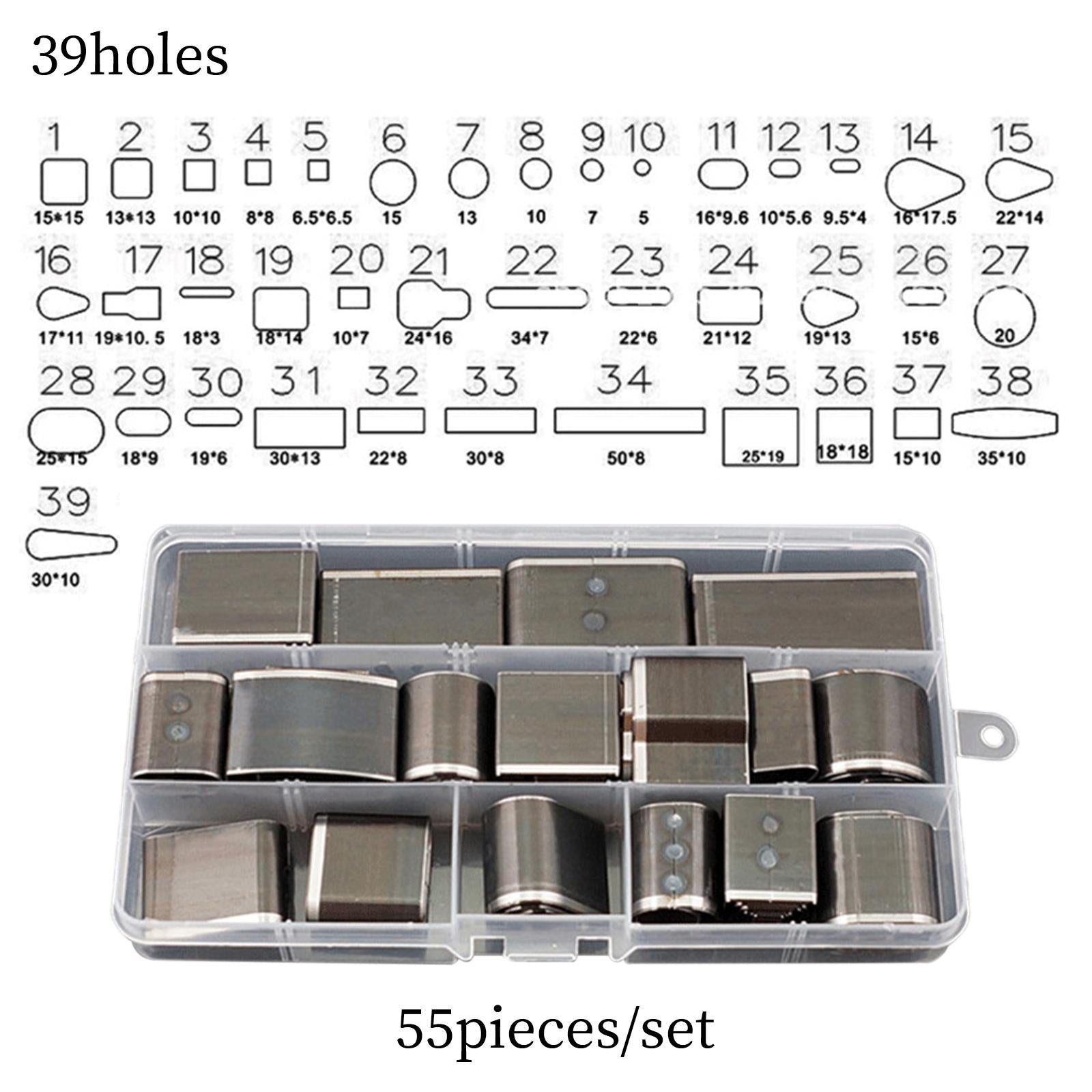 Leather Hollow Punch Set W/Plastic Case for Handbag Watch Band Leather Craft 55-piece Set