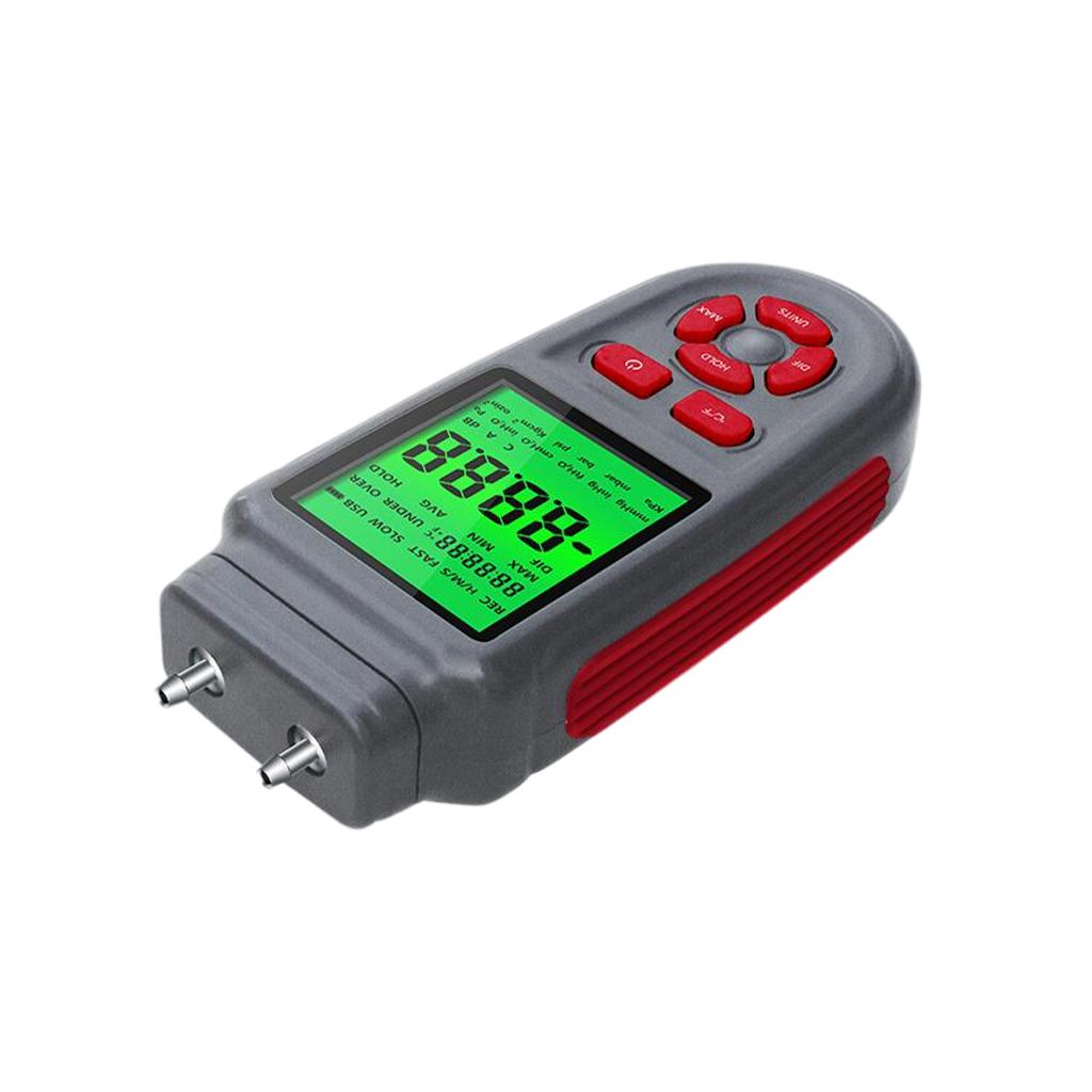 Manometer Gas Pressure Tester Large LCD with Backlight for Ventilation Ducts