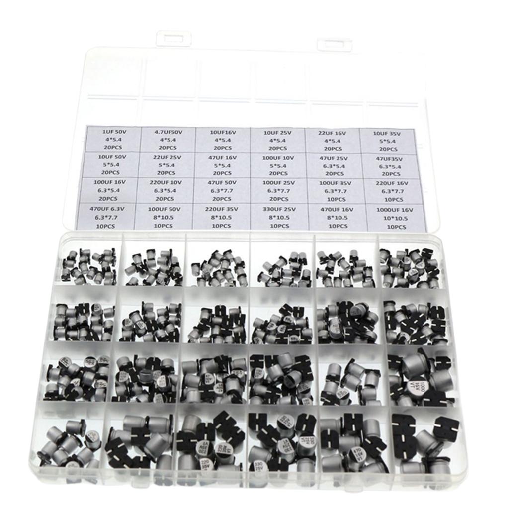 400 Pieces Aluminum Electrolytic Capacitor Assorted Kit 24Value for Video