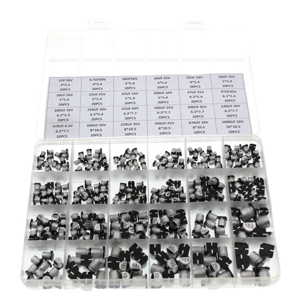 400 Pieces Aluminum Electrolytic Capacitor Assorted Kit 24Value for Video