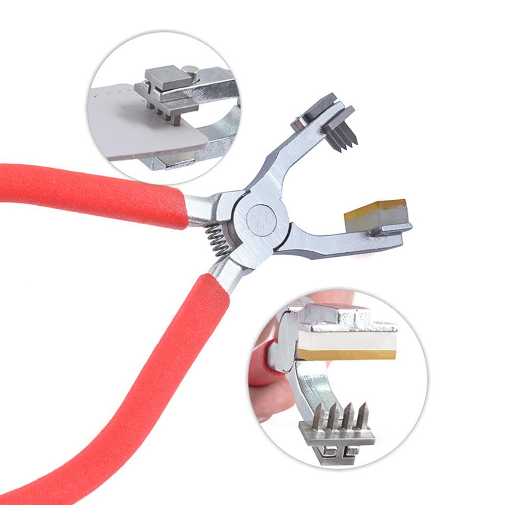 Leather Hole Punch Plier Silent Leather Hand Pliers for Dog Collars red