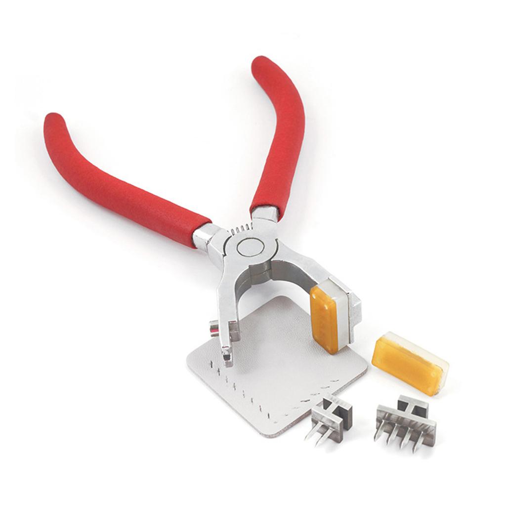 Leather Hole Punch Plier Silent Leather Hand Pliers for Dog Collars red