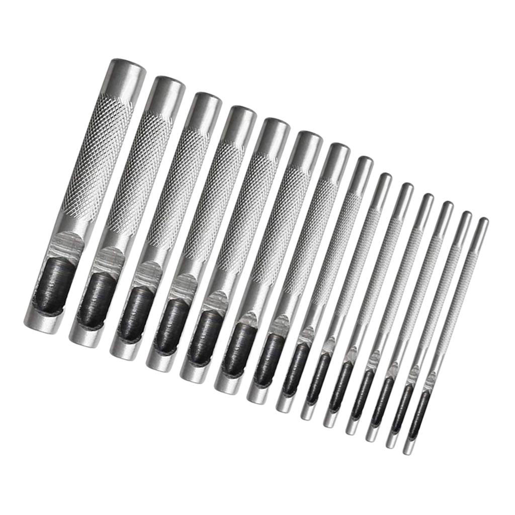 Leather Hole Punch Working Tools for Canvas Paper Plastics White 14 pcs