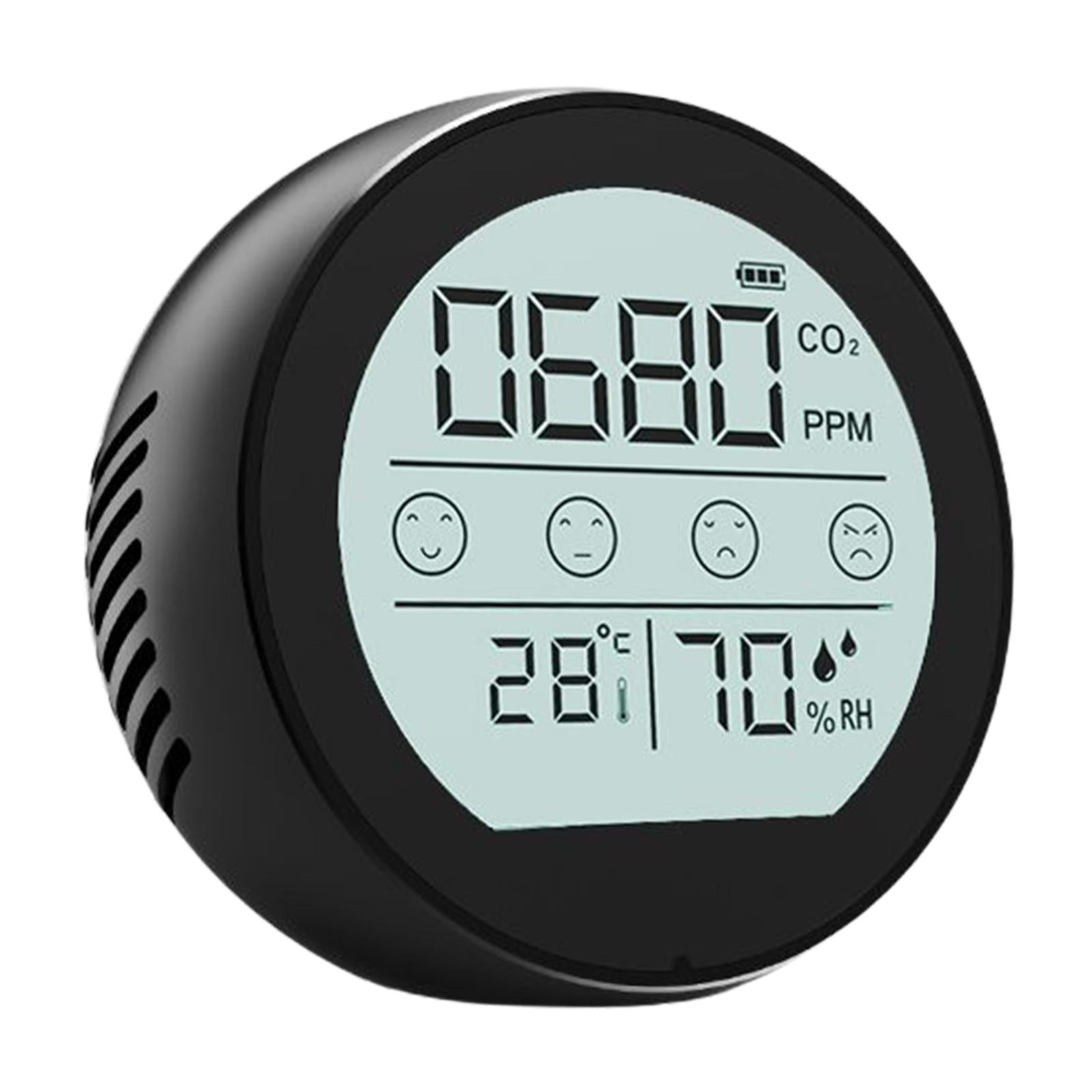 CO2 Meter Temperature Humidity Monitor Indoor CO2 Alarm for School Workplace Black