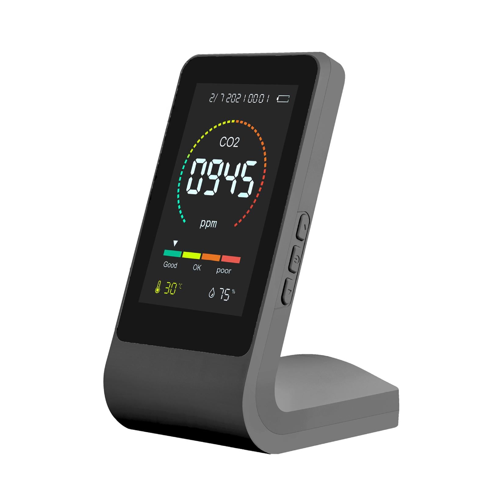 Multifunctional Air Quality Monitor CO2 Detector for Home Office  Black