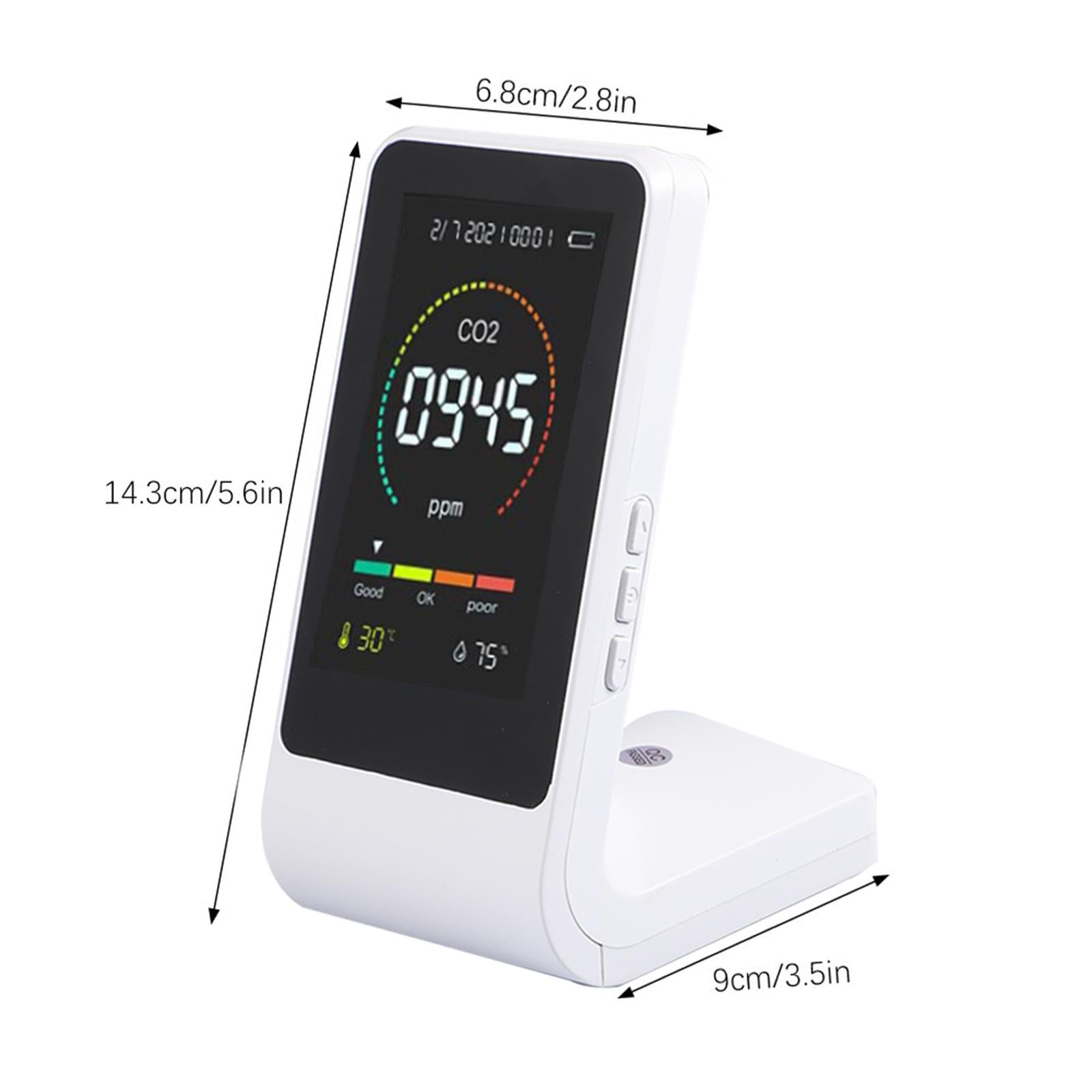 Multifunctional Air Quality Monitor CO2 Detector for Home Office  White