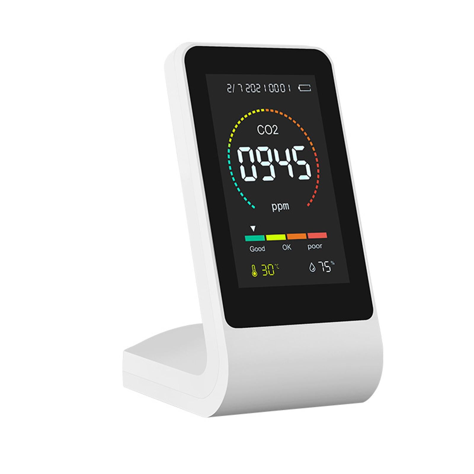 Multifunctional Air Quality Monitor CO2 Detector for Home Office  White