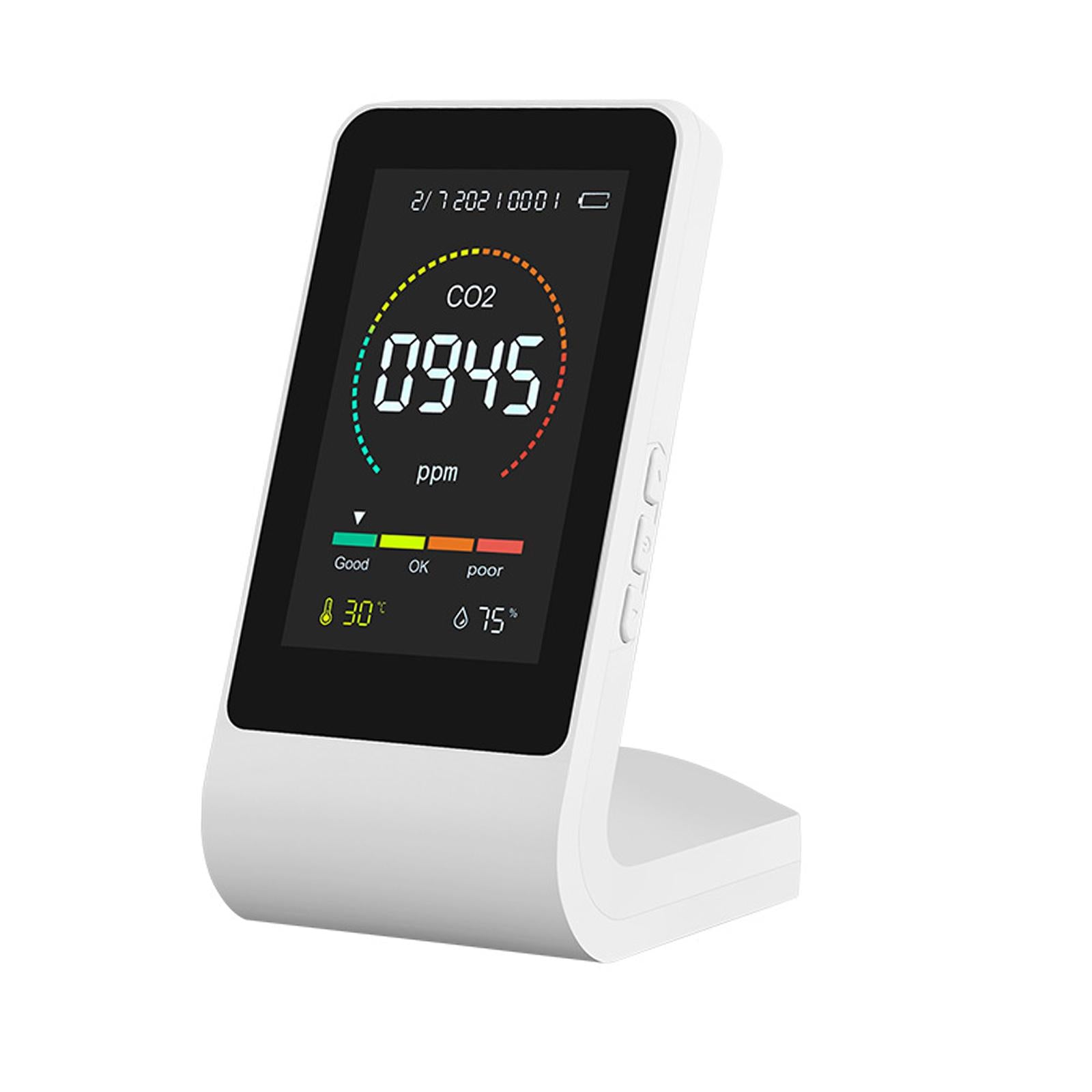 Multifunctional Air Quality Monitor CO2 Detector for Home Office  White