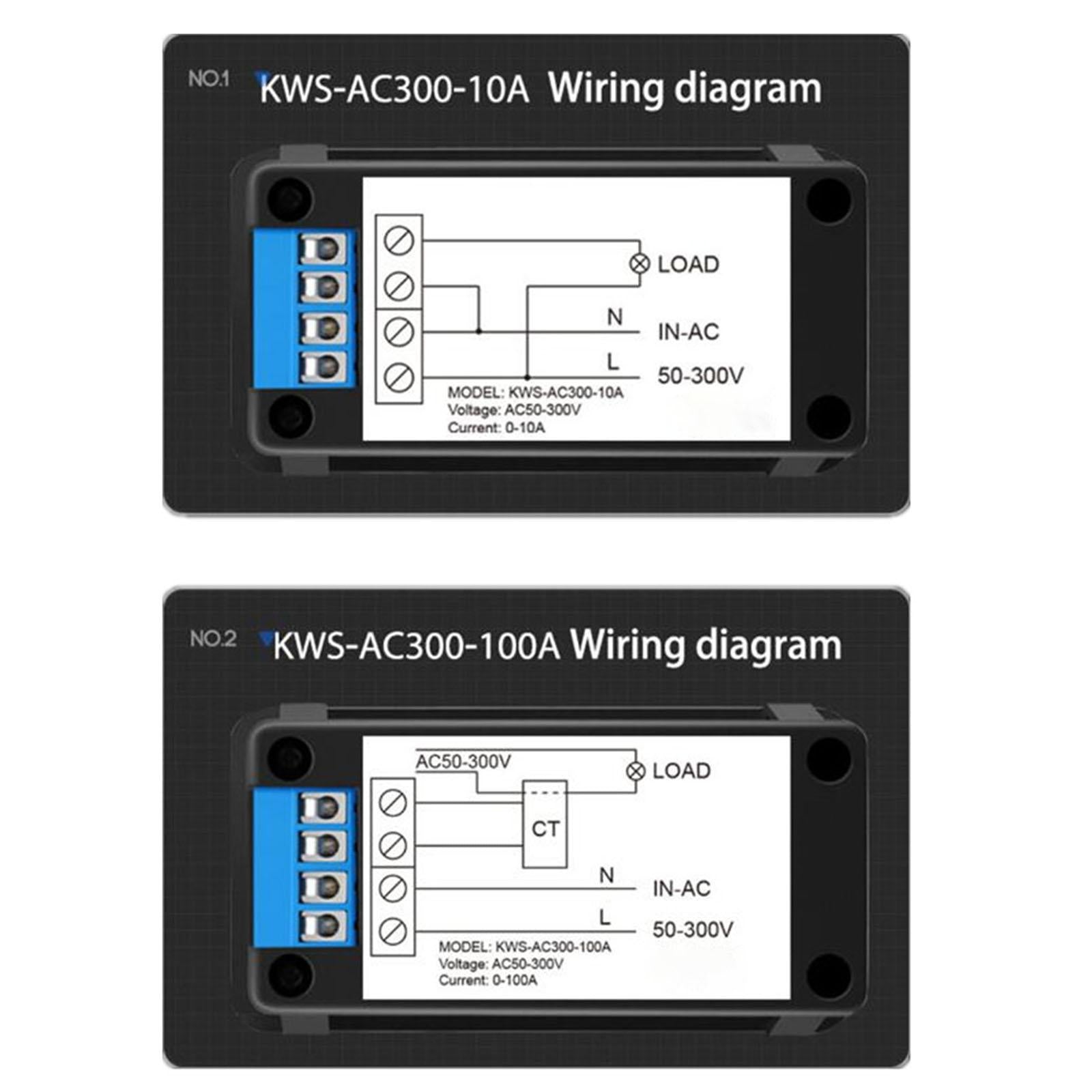 AC 50-300V 100A Digital Display Panel Meter Voltmeter Ammeter Power Energy AC300-100A Closed