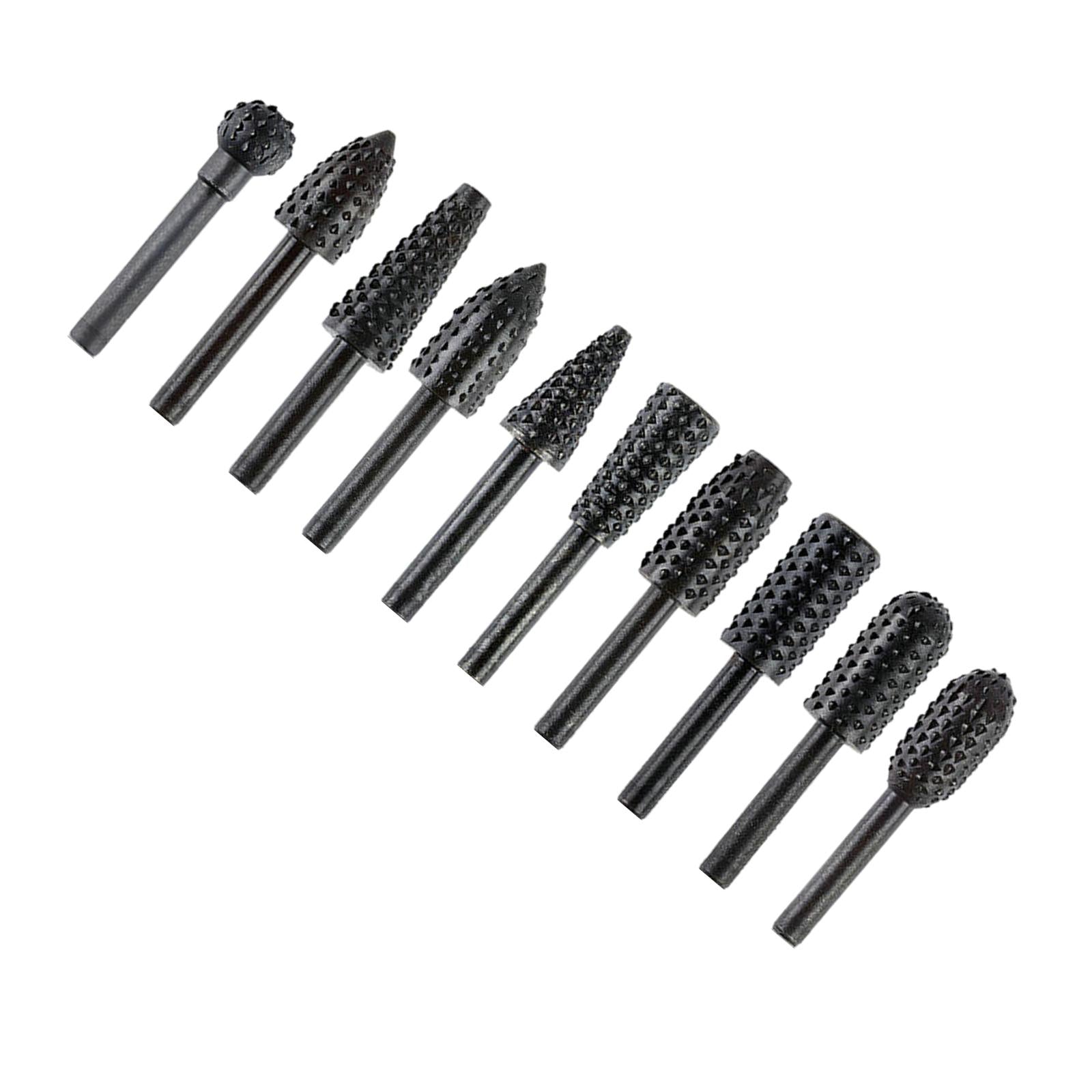 10x Steel Rotary Burr Set Rotary Drill Shank Drill Set for Metal Craving