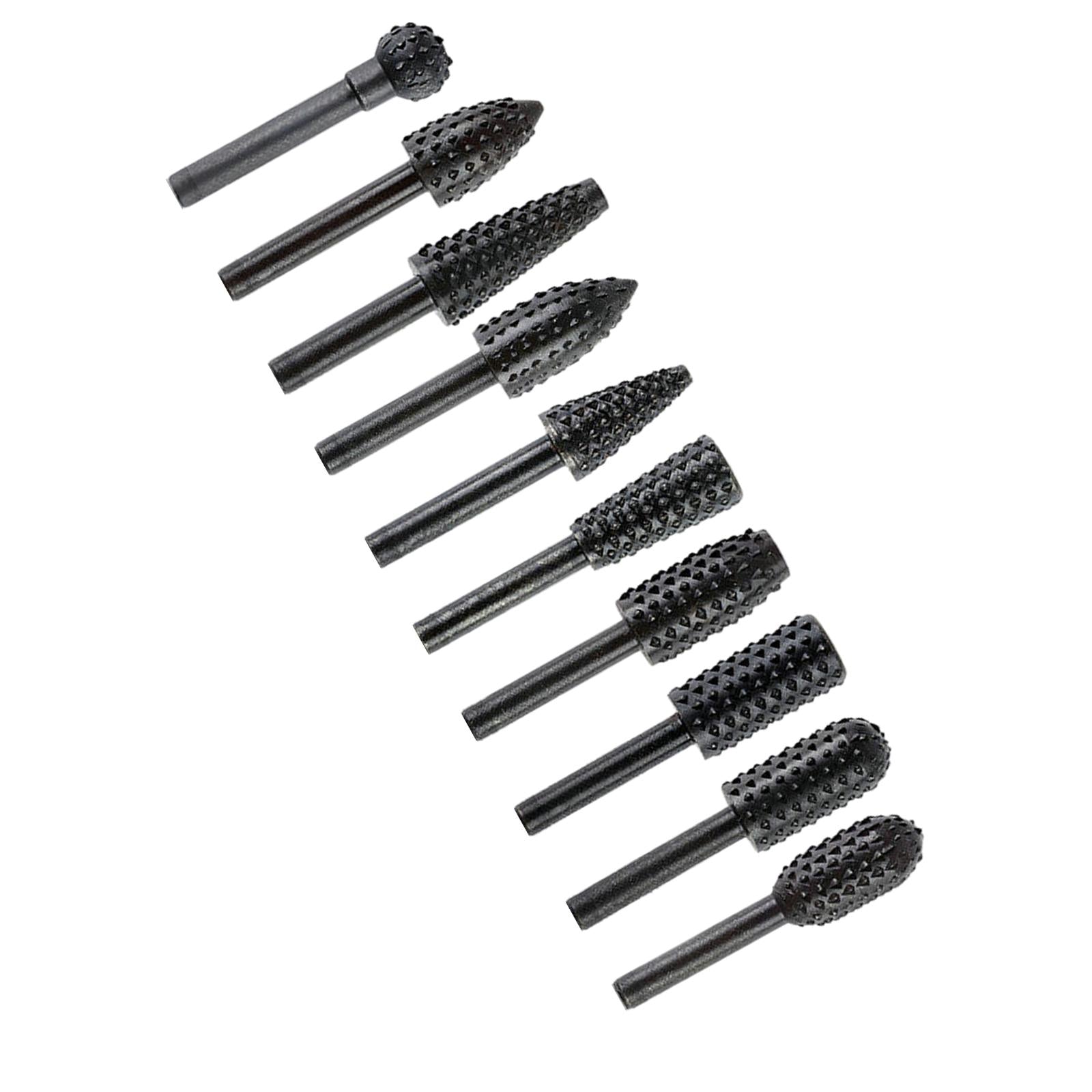 10x Steel Rotary Burr Set Rotary Drill Shank Drill Set for Metal Craving