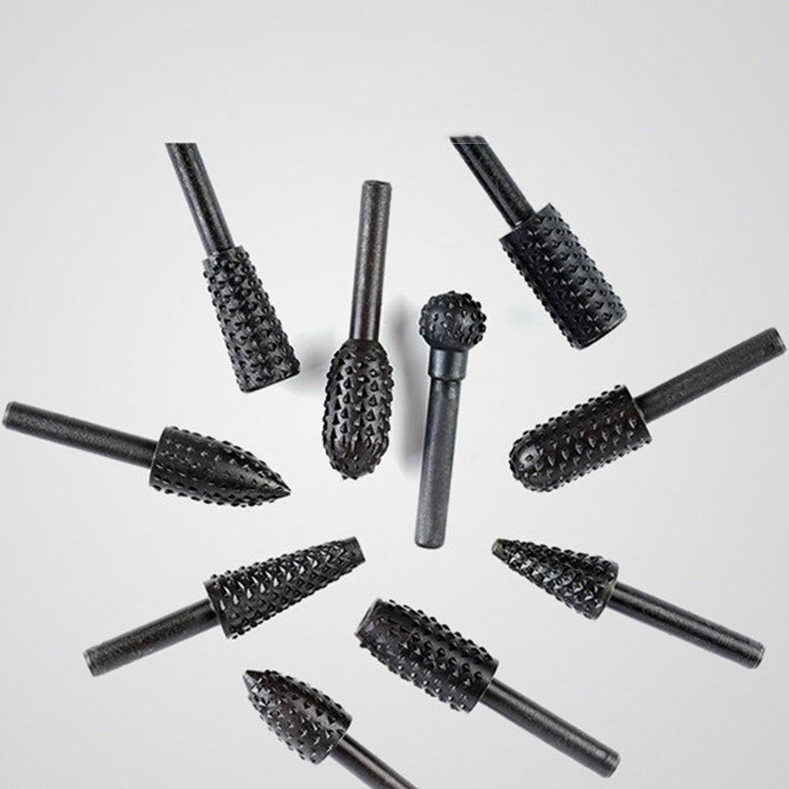 10x Steel Rotary Burr Set Rotary Drill Shank Drill Set for Metal Craving
