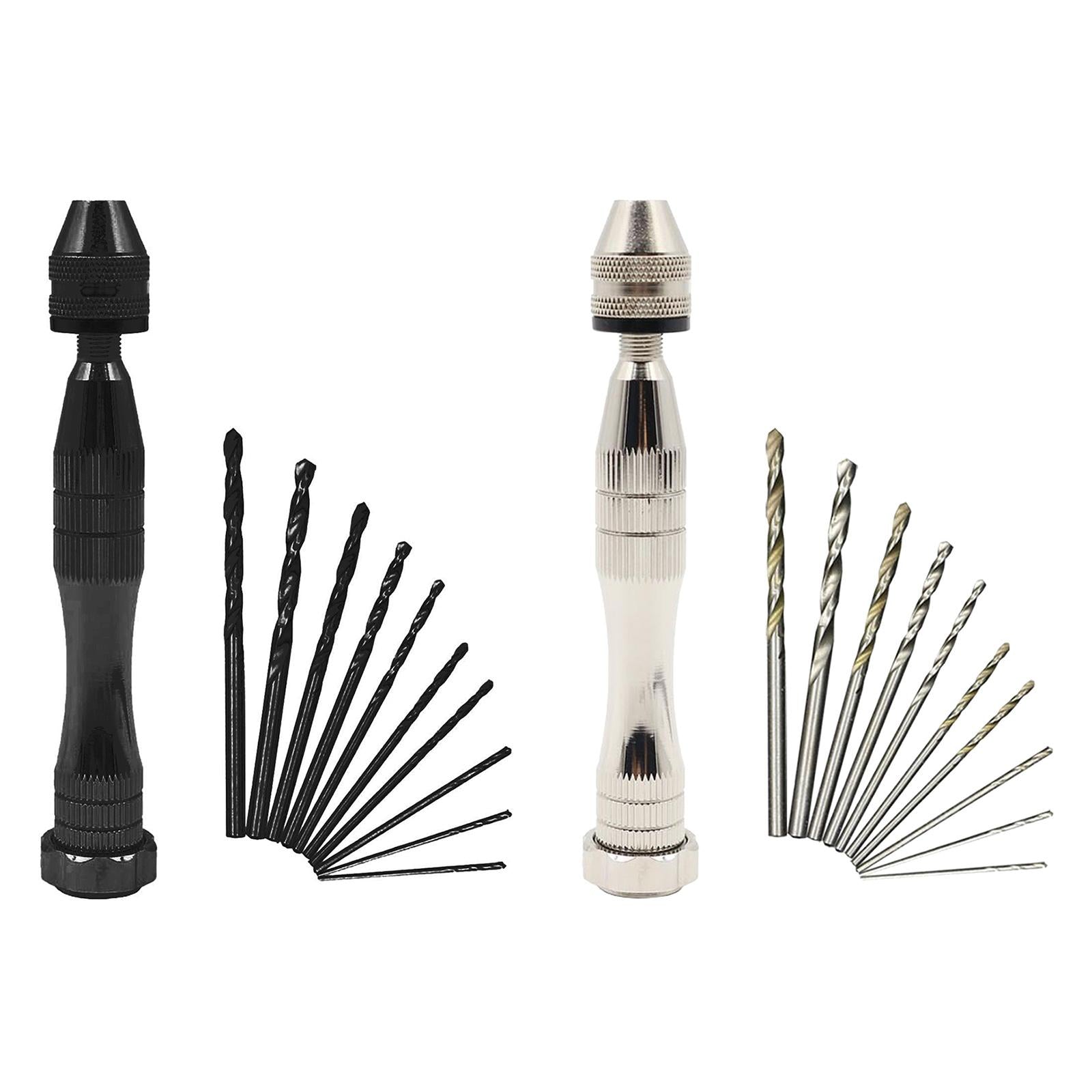 Pin Vise Hand Drill Bits Manual Drill Rotary Tool for Woodworking Diamond Silver