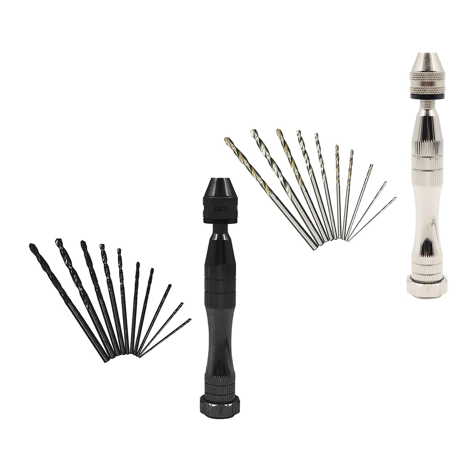 Pin Vise Hand Drill Bits Manual Drill Rotary Tool for Woodworking Diamond Silver