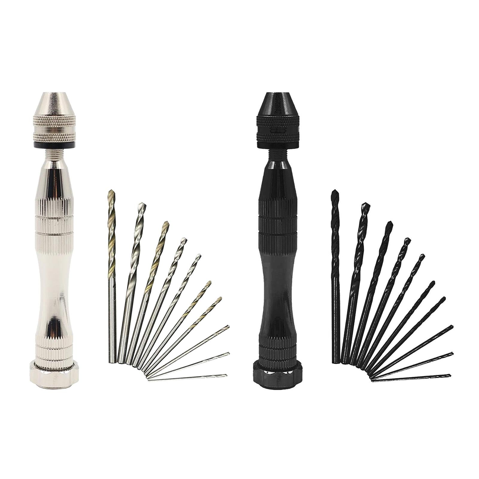 Pin Vise Hand Drill Bits Manual Drill Rotary Tool for Woodworking Diamond Silver