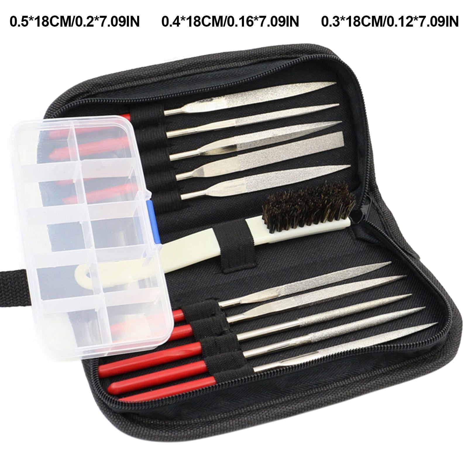 13pcs Mini Diamond Needle File Set for Ceramics Tile Glass 5x180mm