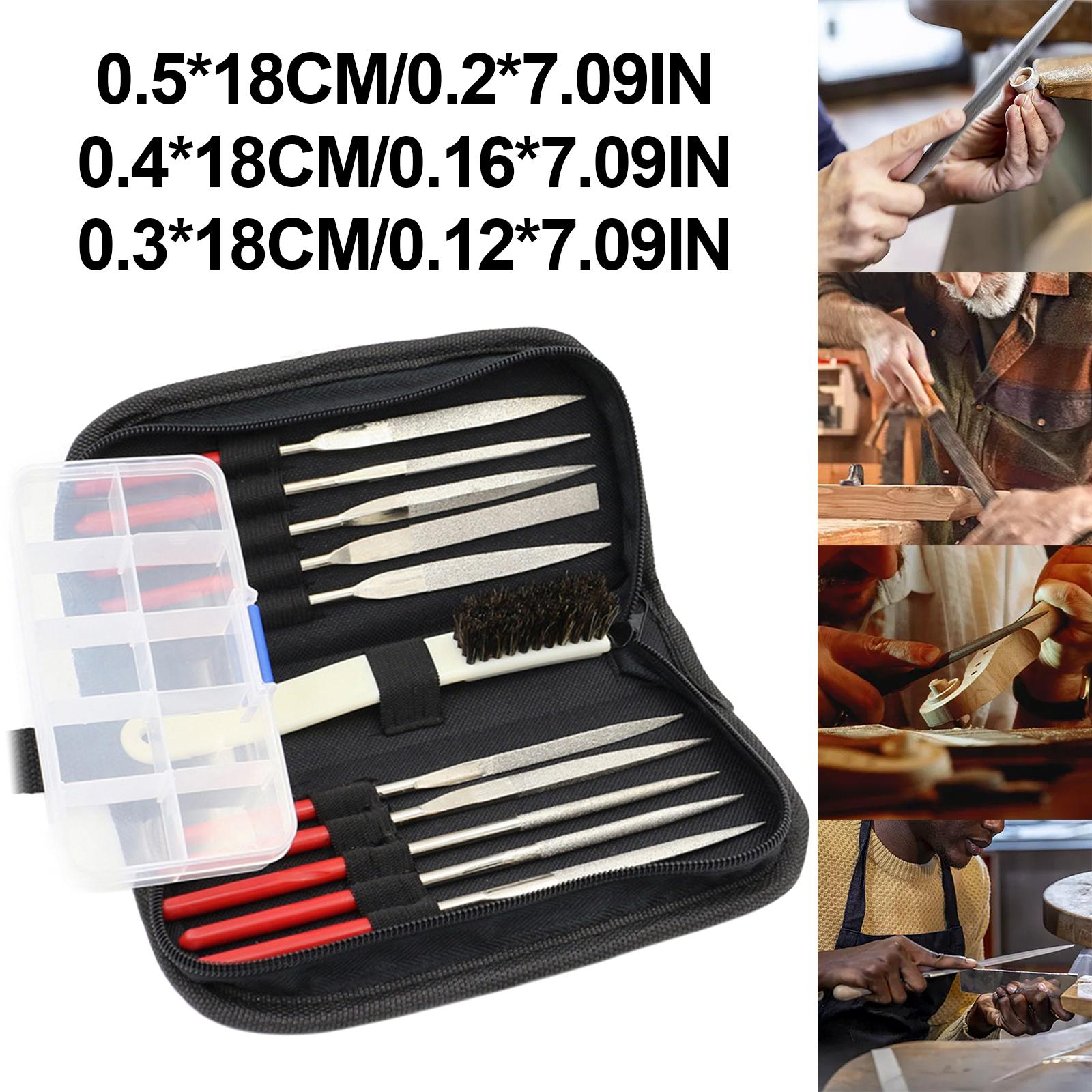 13pcs Mini Diamond Needle File Set for Ceramics Tile Glass 5x180mm