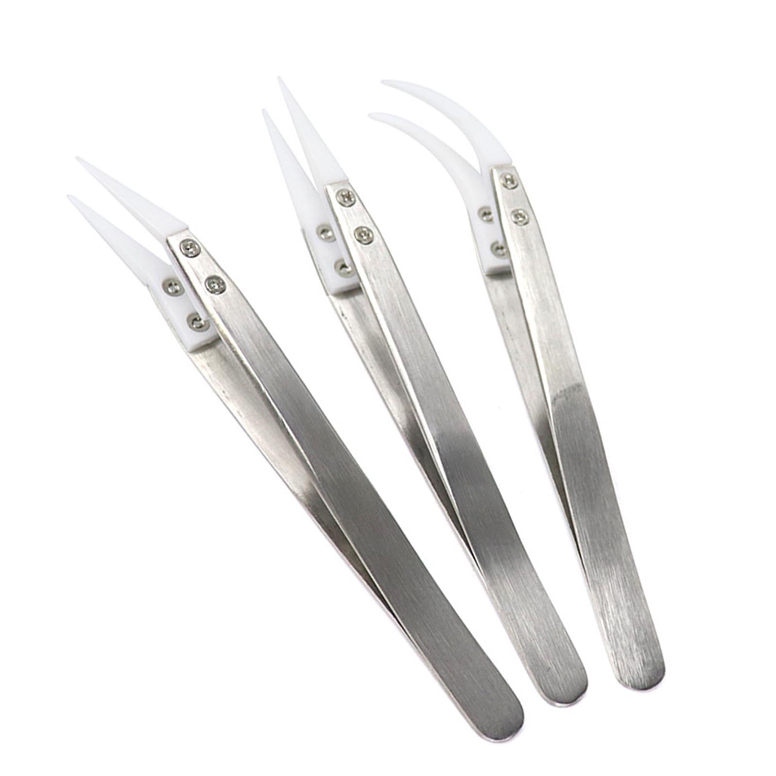 Ceramic Tweezer Anti-Static 4.92inch for Soldering Tool Pinching Coils Pointed Type