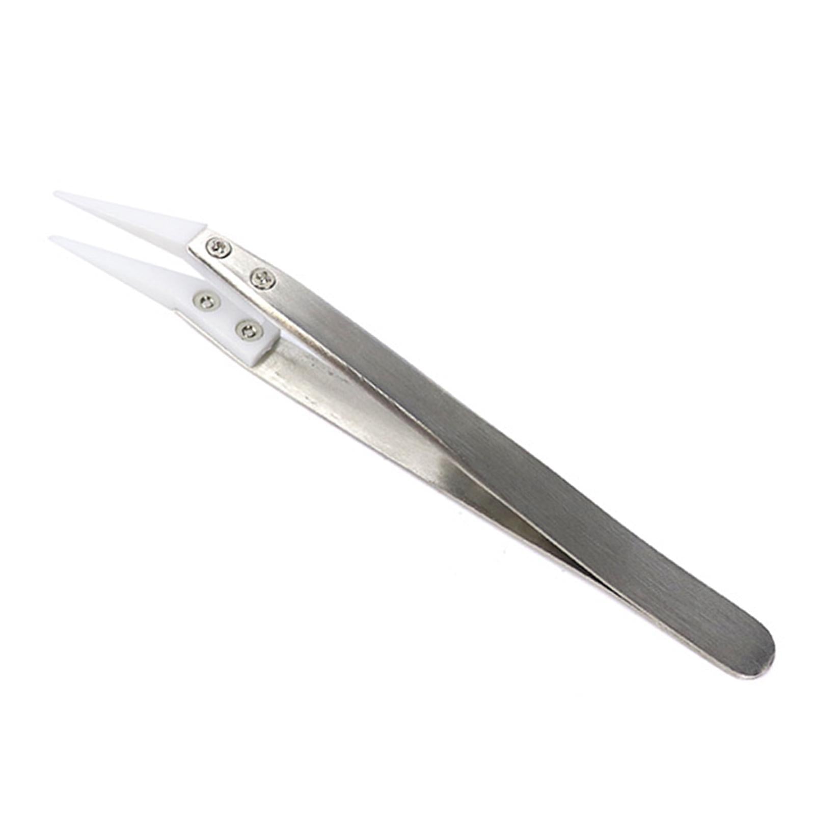 Ceramic Tweezer Anti-Static 4.92inch for Soldering Tool Pinching Coils Small Bend Type