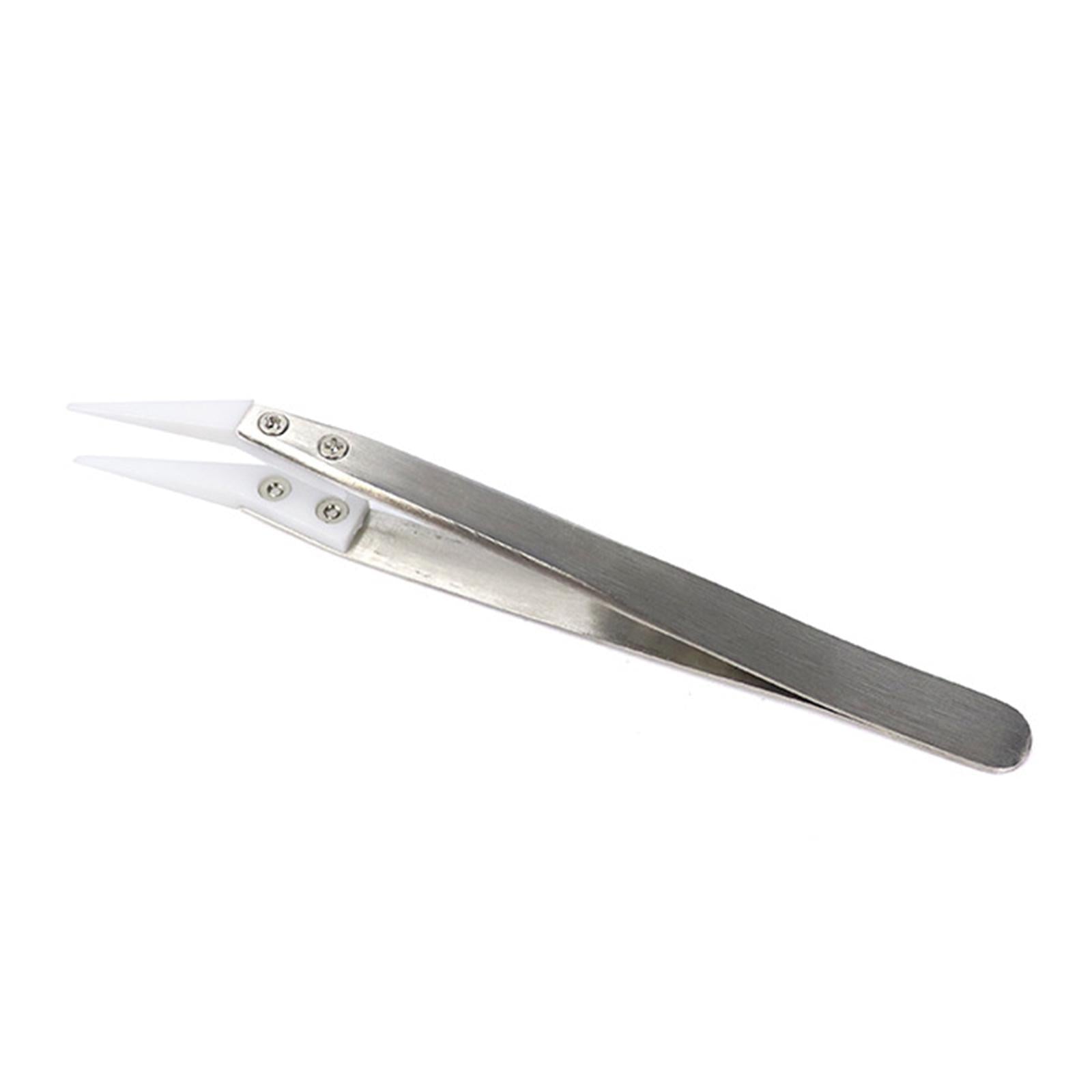 Ceramic Tweezer Anti-Static 4.92inch for Soldering Tool Pinching Coils Small Bend Type