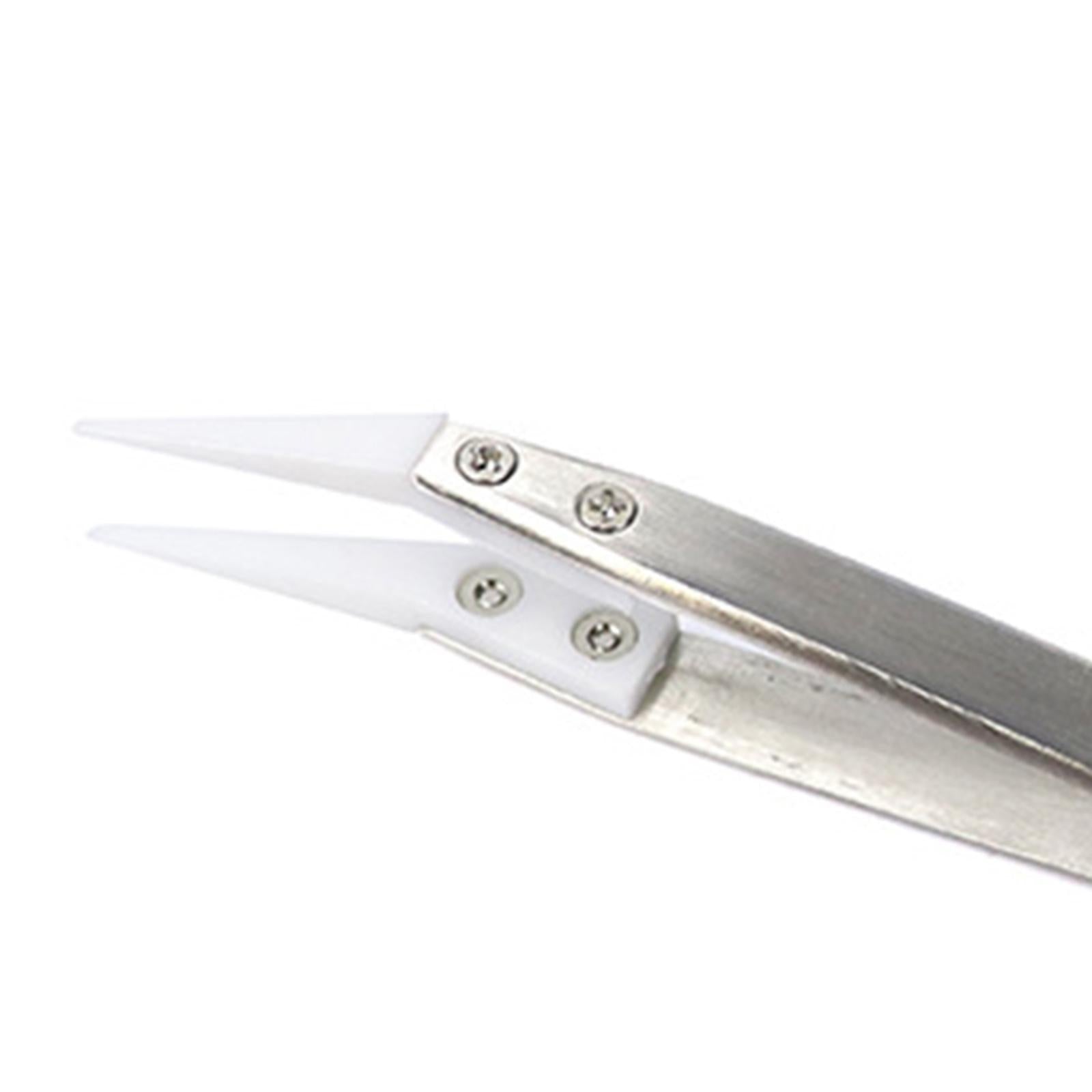 Ceramic Tweezer Anti-Static 4.92inch for Soldering Tool Pinching Coils Small Bend Type