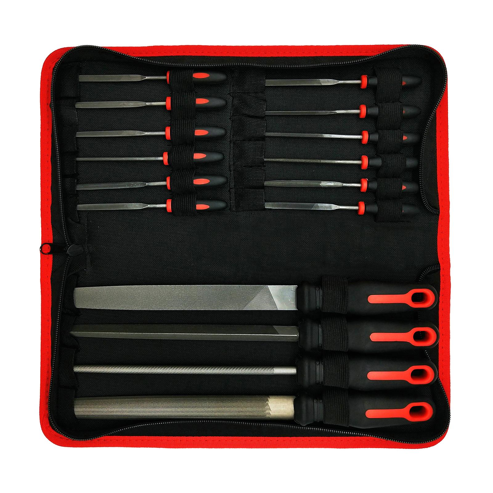 16 Pieces File Set Rubber Handle for Metal Grinding Handmade Leather Edging