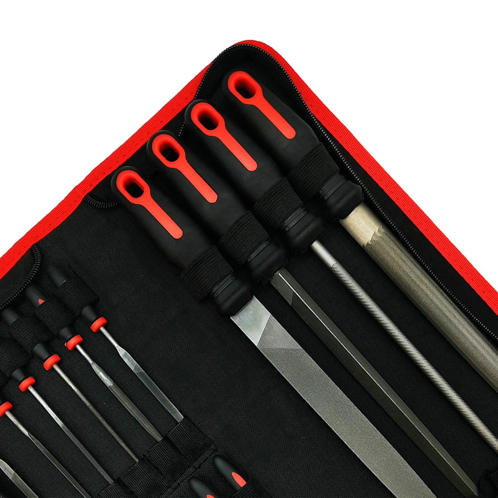 16 Pieces File Set Rubber Handle for Metal Grinding Handmade Leather Edging