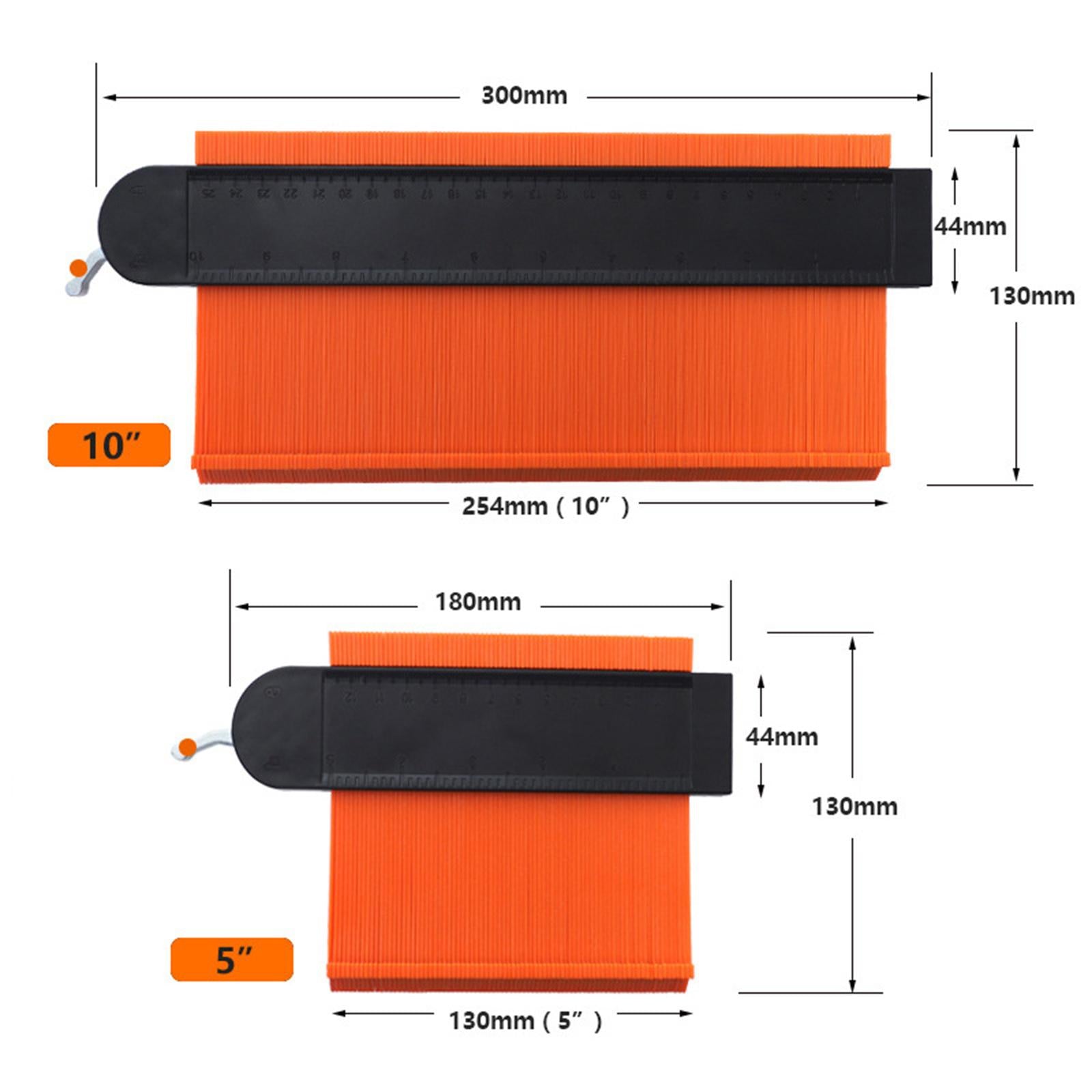 5/10 inch Contour Gauge Profile Tool Kit Precisely Shape Duplicator Orange
