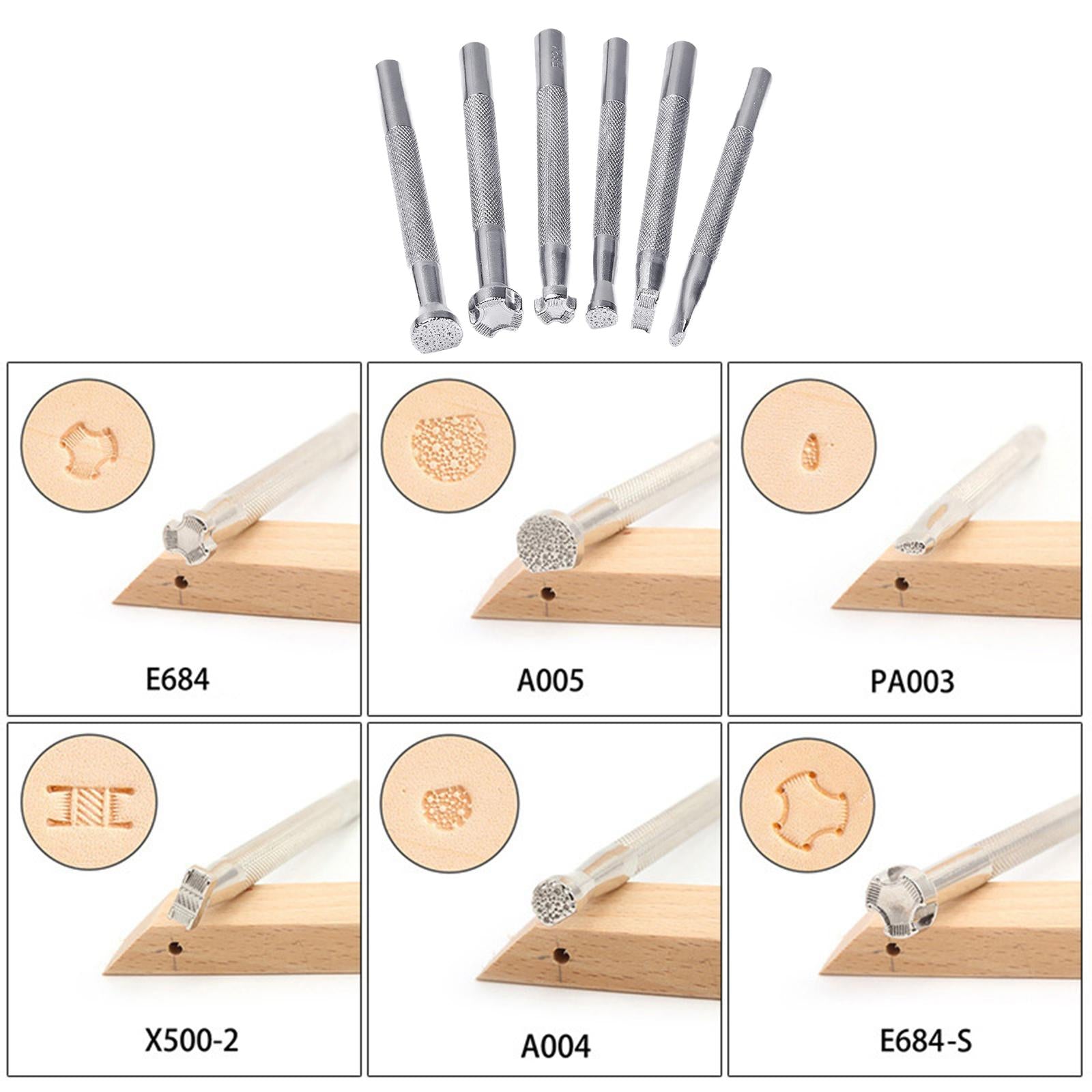 Set of 6 Alloy Leather Stamping Printing Tools for Craft DIY Art Working