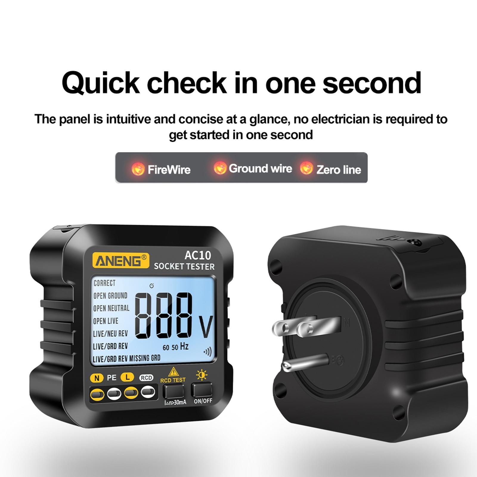 Digital Socket Tester Checker Neutral Live Earth Wire Testing for Home