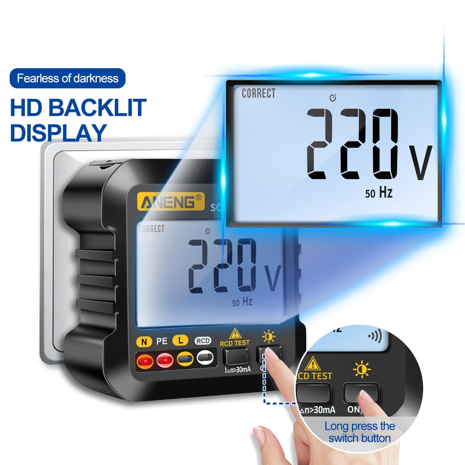 Digital Socket Tester Checker Neutral Live Earth Wire Testing for Home