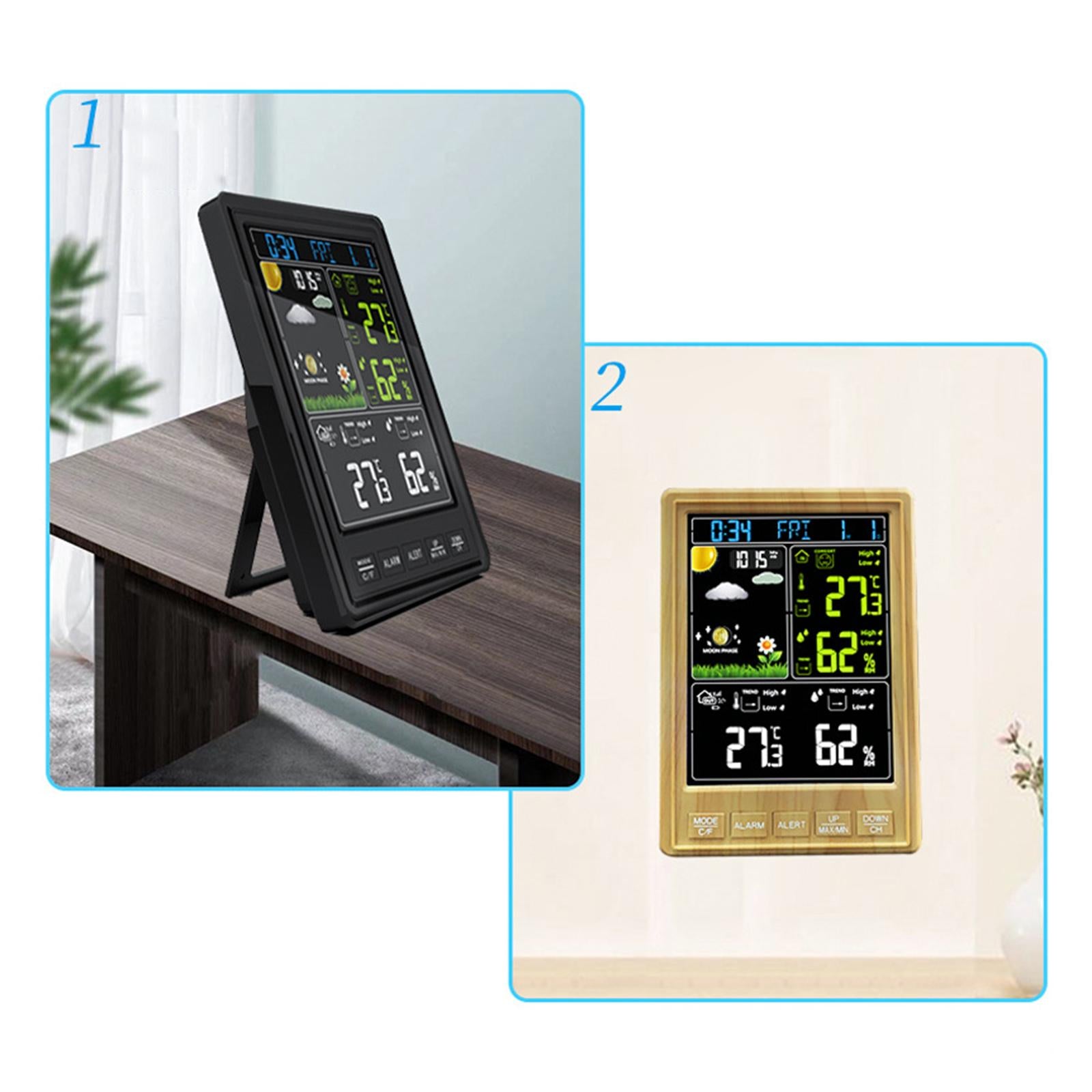Digital Thermometer Hygrometer Weather Station Alarm Clock  Wood