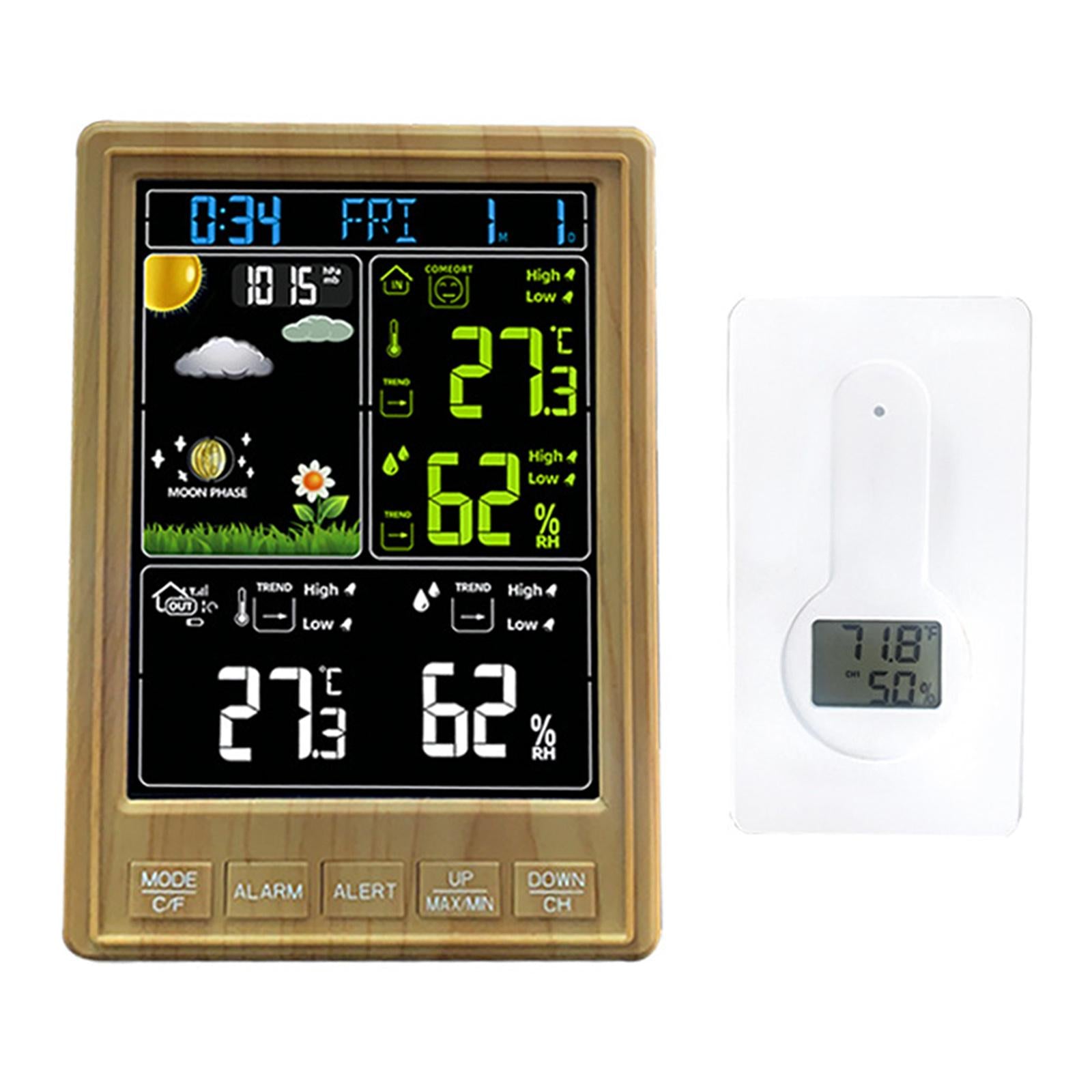 Digital Thermometer Hygrometer Weather Station Alarm Clock  Wood