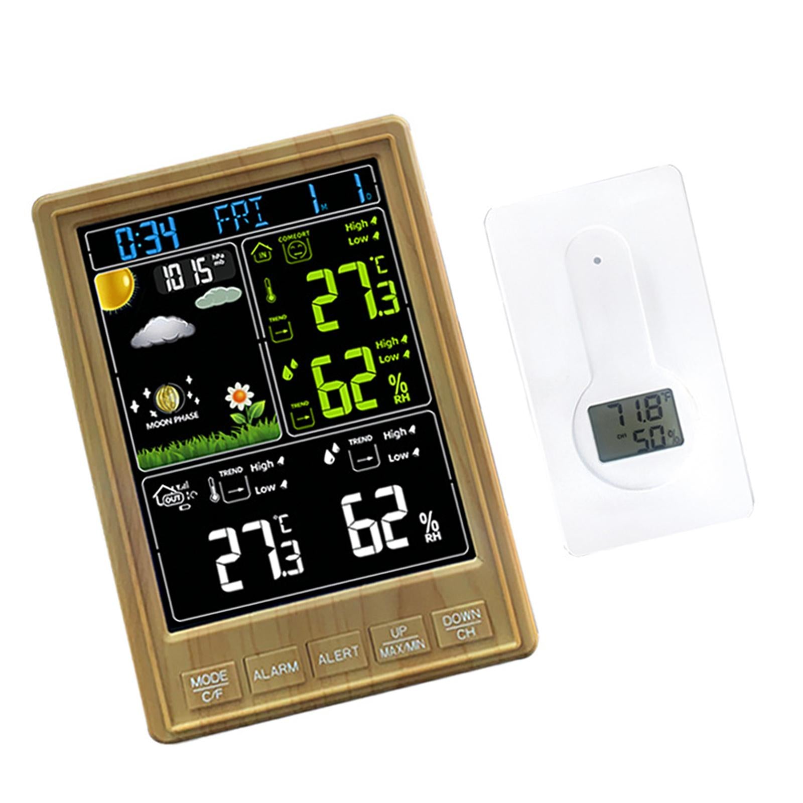 Digital Thermometer Hygrometer Weather Station Alarm Clock  Wood