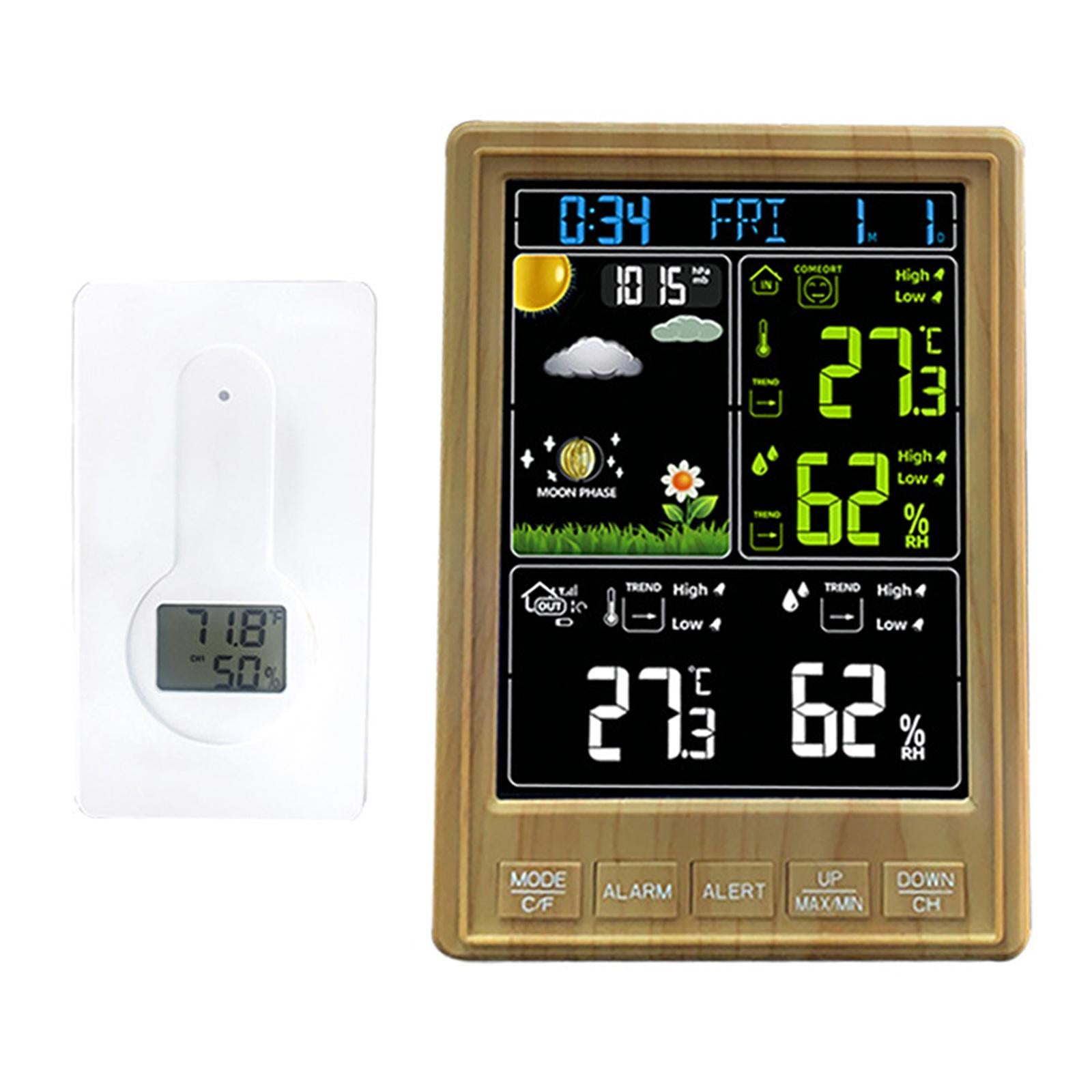Digital Thermometer Hygrometer Weather Station Alarm Clock  Wood