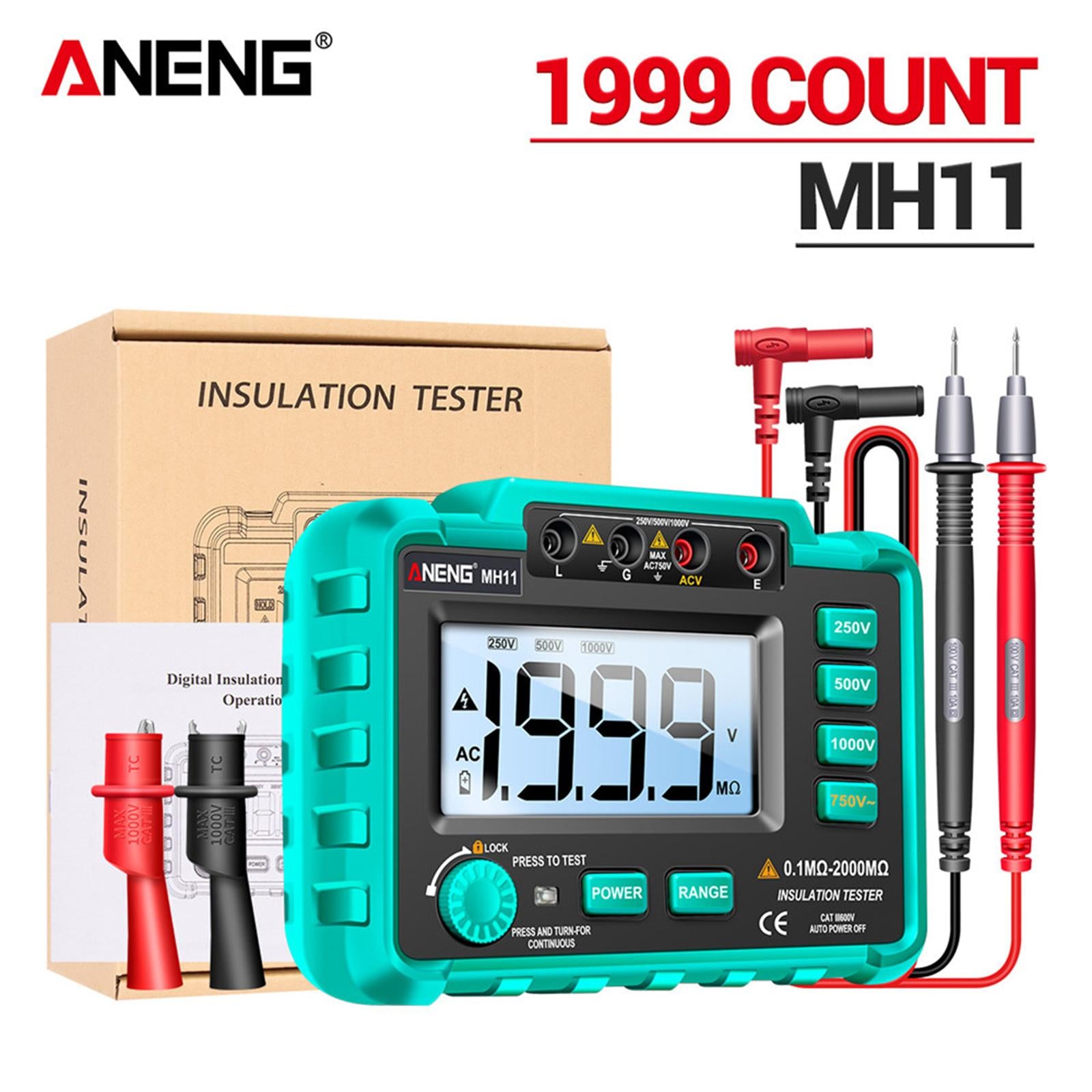 Digital Megohmmeter Meters 250/500/1000V Detector for Duty Cycle Diode Test Green
